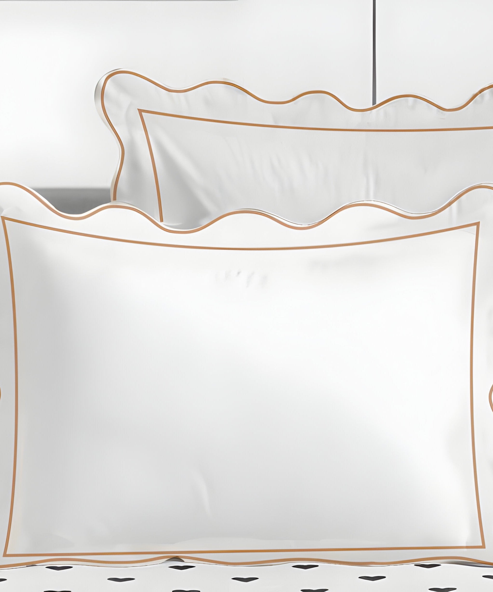 400TC Cotton Scallop Embroidery & Border Sateen Solid Duvet Cover Set