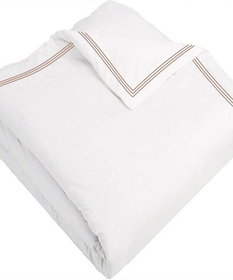 400TC Cotton Triple Edge Embroidery Sateen Solid Duvet Cover Set