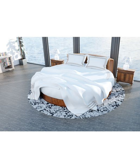 400TC Cotton Triple Embroidery Sateen Solid Round Duvet Cover Set