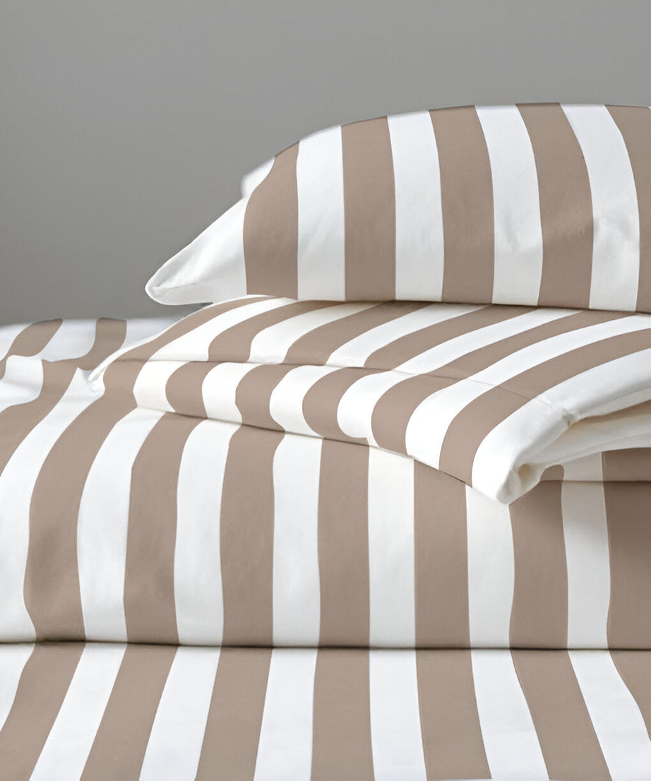 400TC Stripe Border Frame Cotton Sateen Duvet Cover Set
