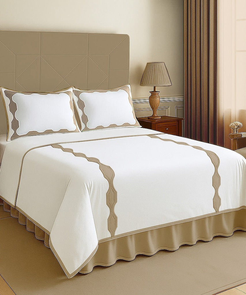 Hexagonal Applique Border Cotton Duvet Cover Set