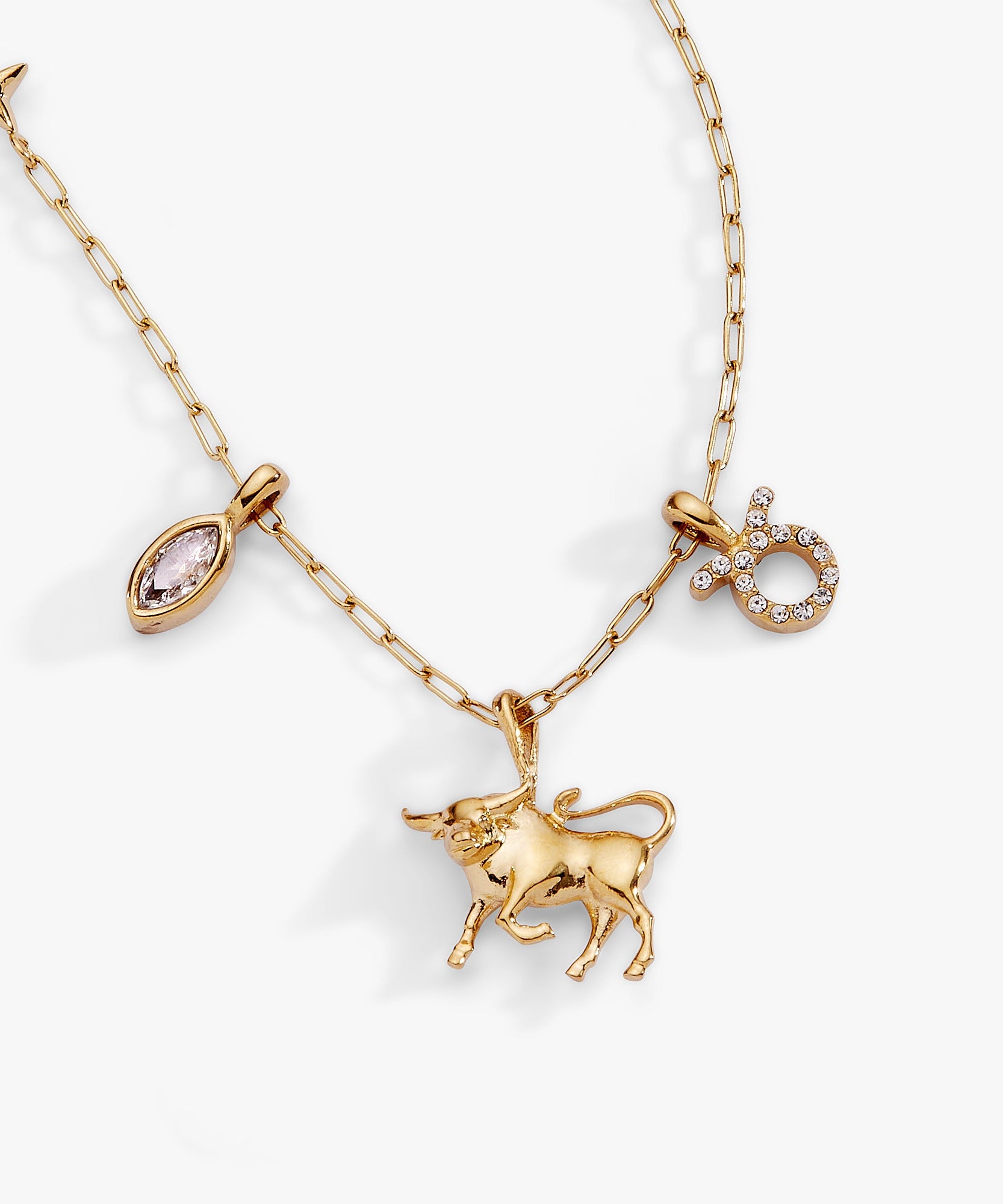 Taurus Zodiac Charm Cluster Necklace