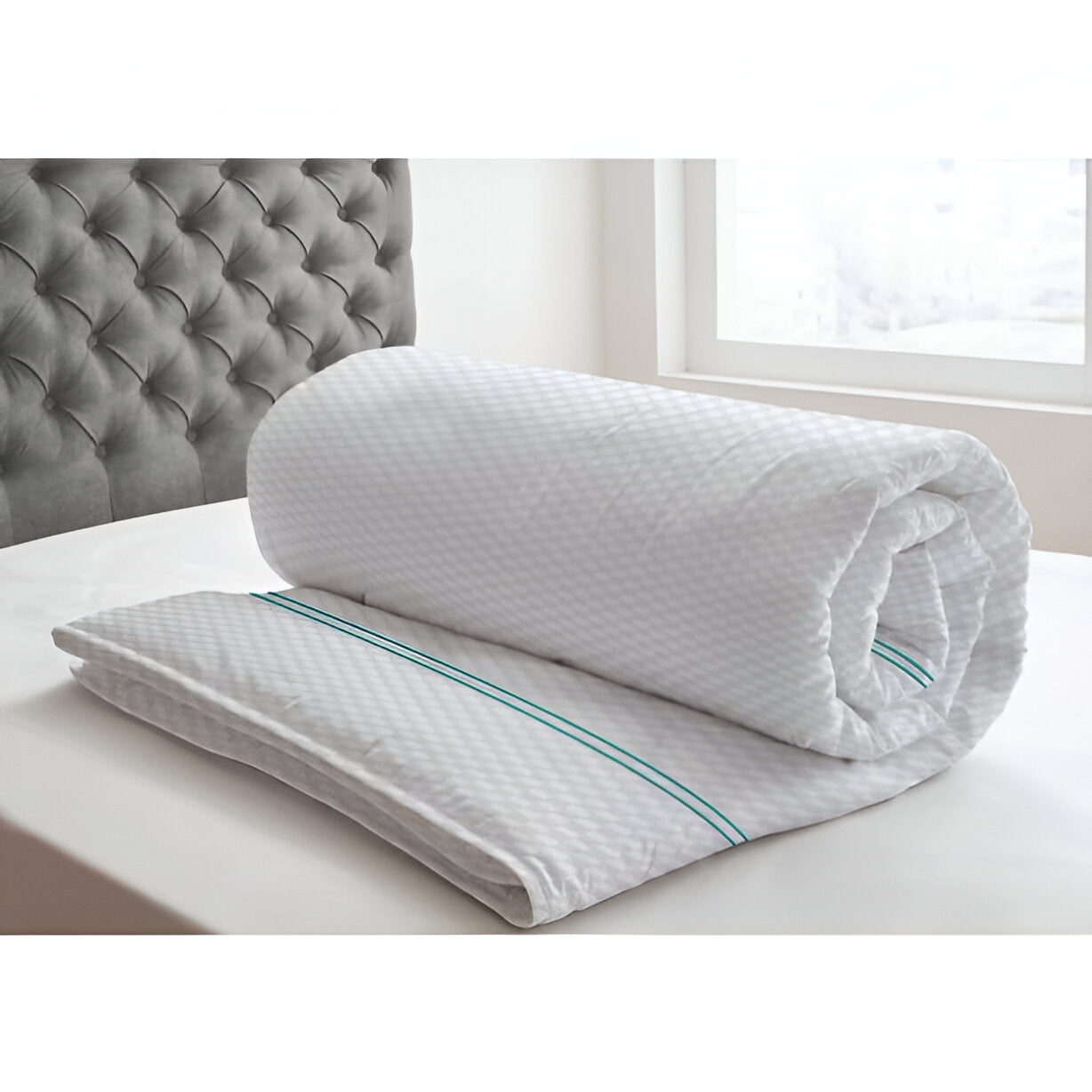 400TC Cotton Double Embroidery Sateen Microcheck Duvet Cover Set