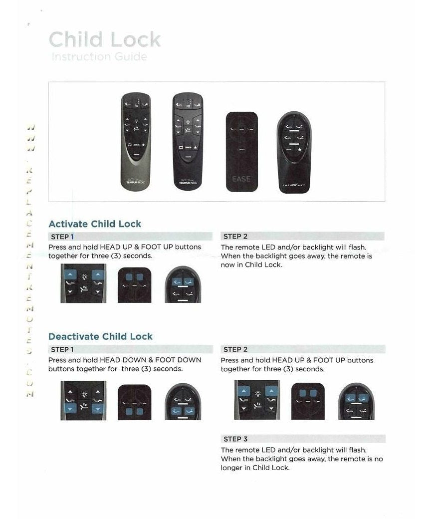 Tempur-Pedic RF358A / RF502A ERGO-EXTENDED Adjustable Bed Remote Control