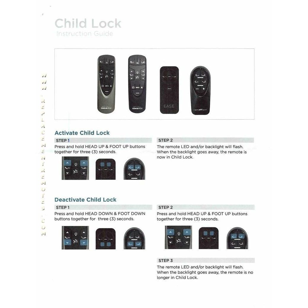 Tempur-Pedic RF358A / RF502A ERGO-EXTENDED Adjustable Bed Remote Control