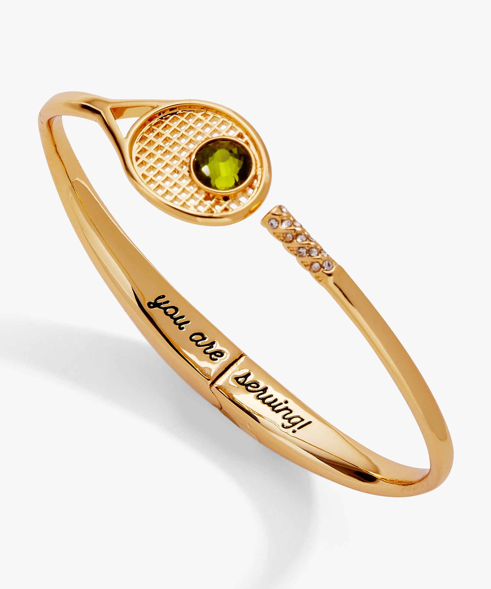 Tennis Racket 'You Are Serving' Hinge Cuff Bracelet
