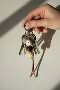 Handmade Ceramic Beaded Keychain in Warm Brown Tones