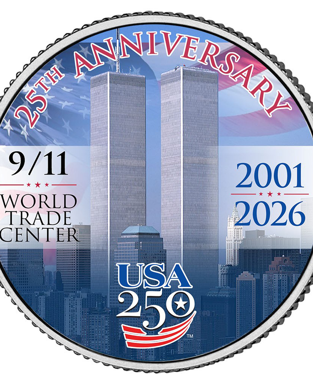 25. Jahrestag des 11. September + 250. Jahrestag Amerikas Gedenkmünze JFK Half Dollar