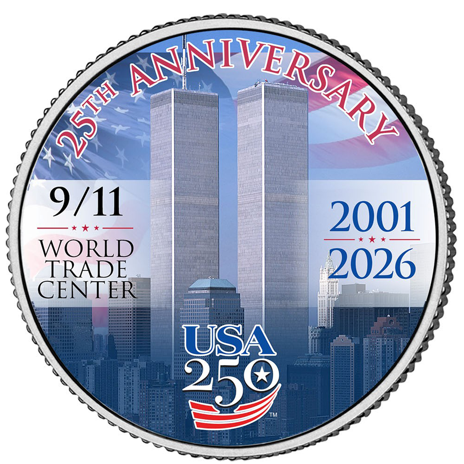25. Jahrestag des 11. September + 250. Jahrestag Amerikas Gedenkmünze JFK Half Dollar