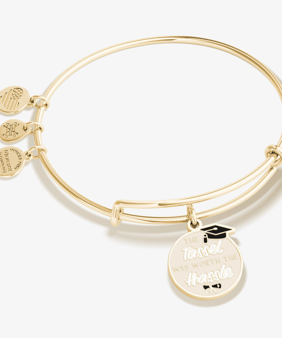 'The Tassel was Worth the Hassle' Graduation Charm Bangle