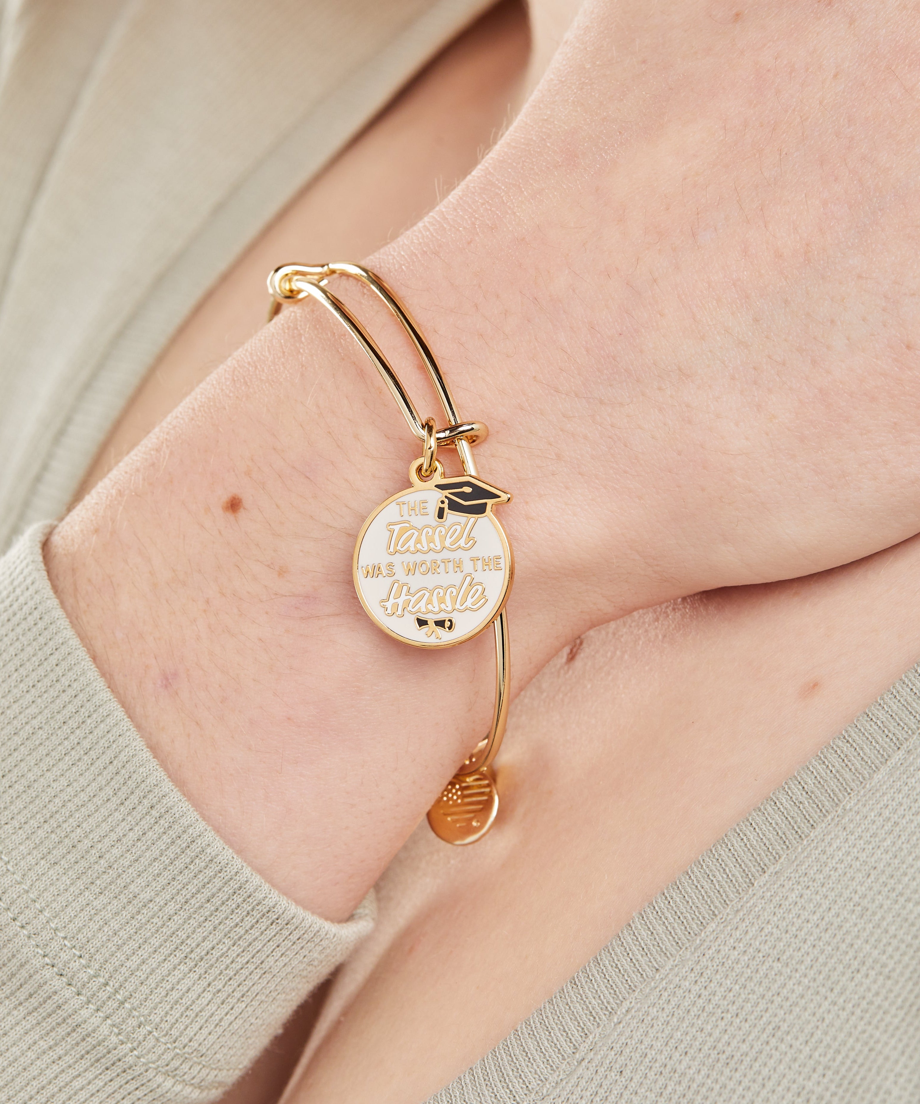 'The Tassel was Worth the Hassle' Graduation Charm Bangle