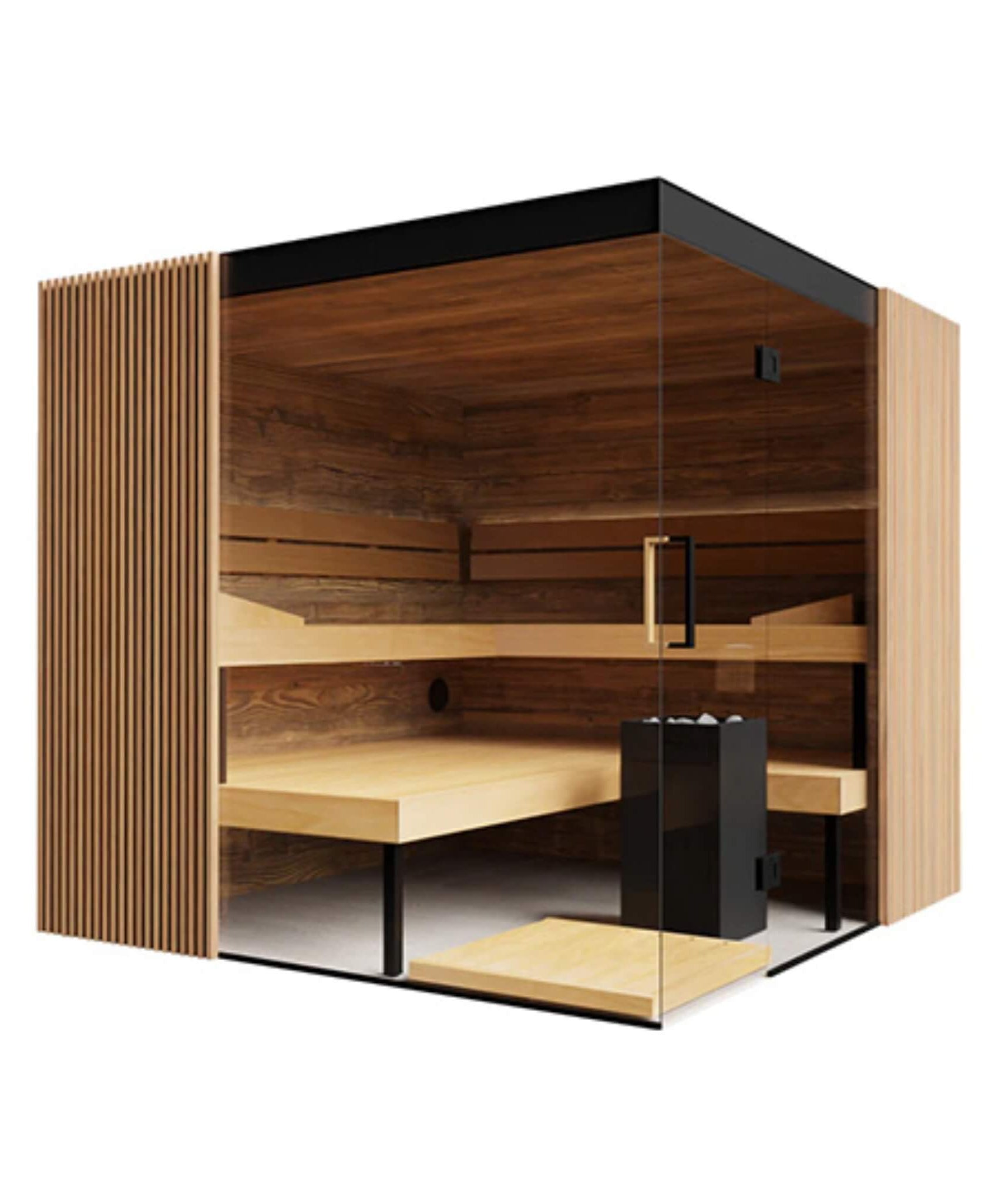ThermaSol Aalto 4-Person Indoor Semi Panoramic Glass Sauna Cabin [Made-To-Order] [14-AALTODL\R] (SAK13285)