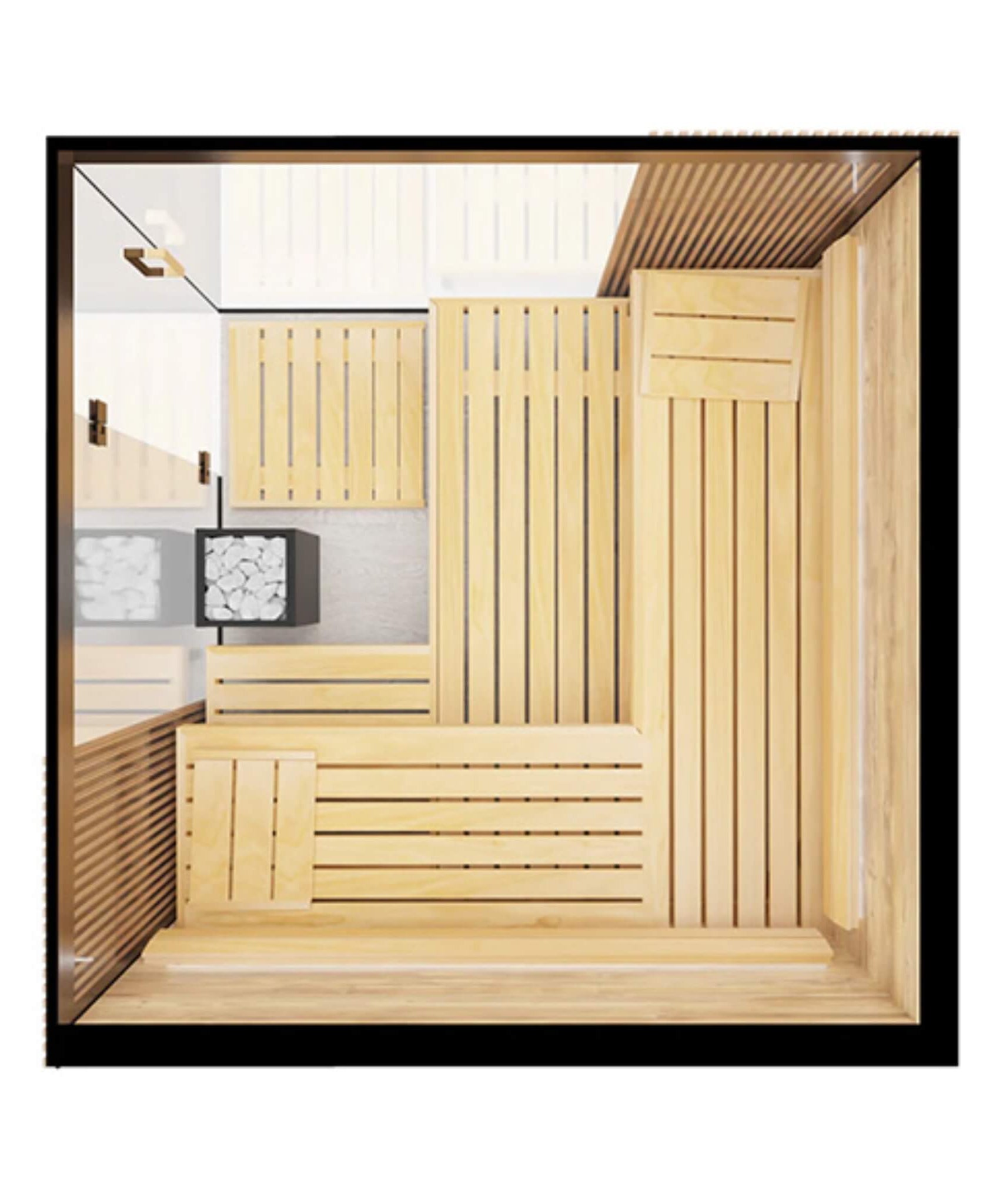 ThermaSol Aalto 4-Person Indoor Semi Panoramic Glass Sauna Cabin [Made-To-Order] [14-AALTODL\R] (SAK13285)