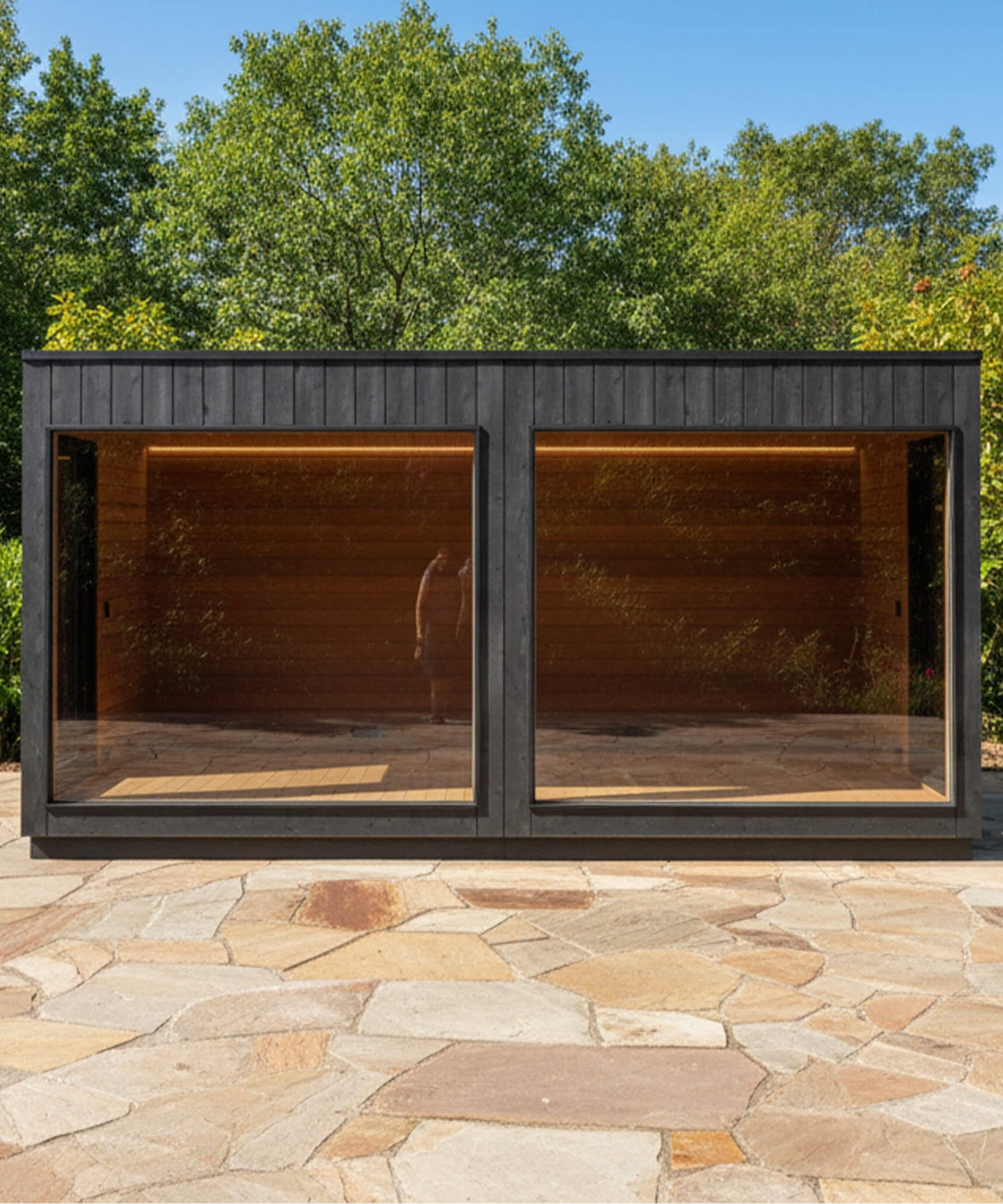 ThermaSol Nordic Misty XL Lounge 2-Entrance Outdoor Sauna Cabin [Made-To-Order] (SAK72368)