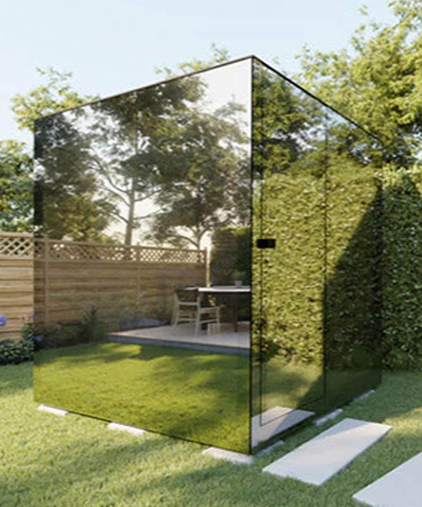 ThermaSol Vue 4-Person Outdoor Mirrored Glass Sauna [Made-To-Order] [14-VUEDL/R] (SAK84963)