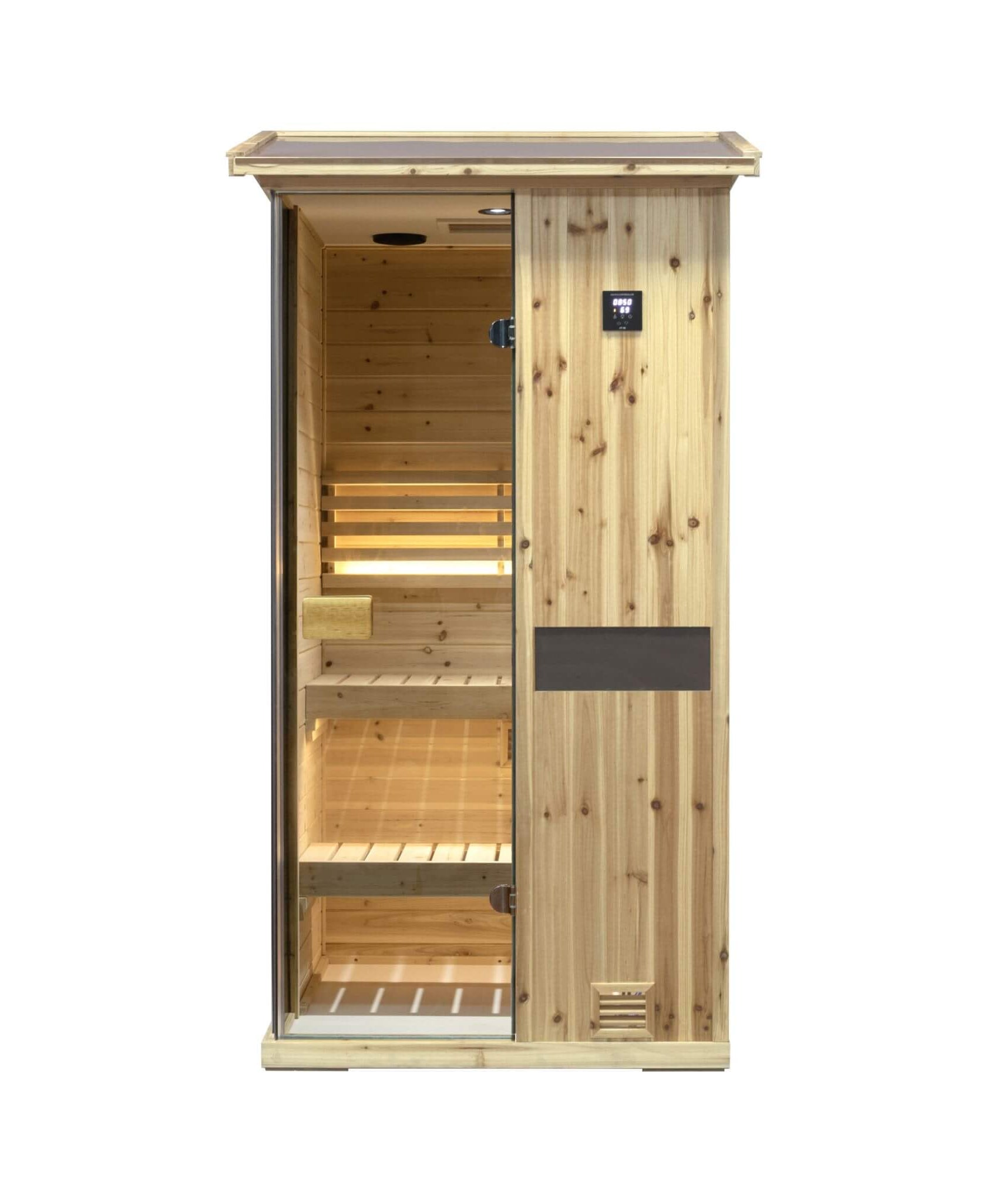 Thermora Nova 1-Person Outdoor Weather-Resistant Traditional Wooden Steam Sauna Room (SAK71642)