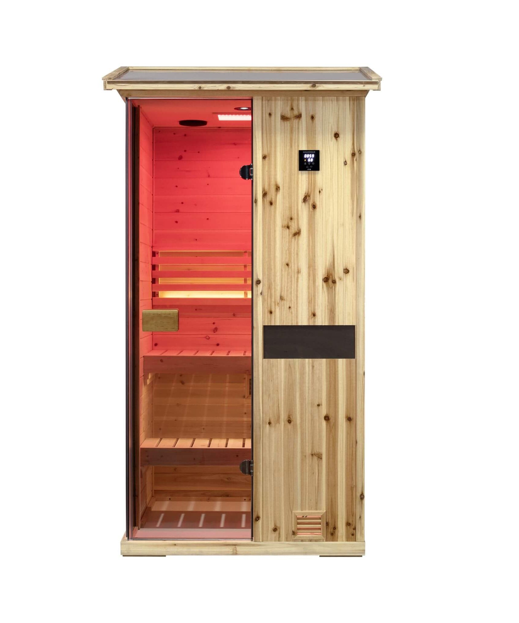 Thermora Nova 1-Person Outdoor Weather-Resistant Traditional Wooden Steam Sauna Room (SAK71642)