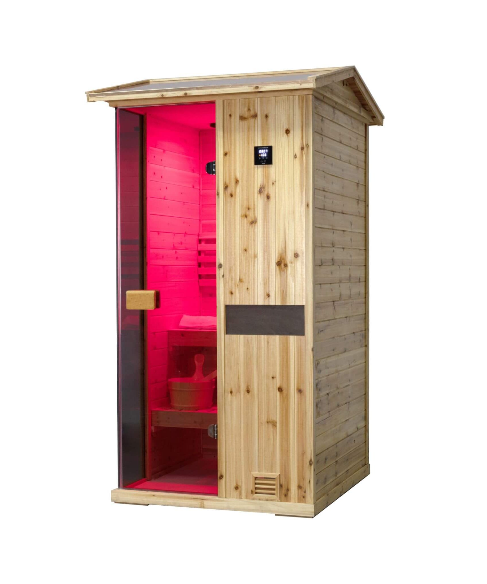 Thermora Nova 1-Person Outdoor Weather-Resistant Traditional Wooden Steam Sauna Room (SAK71642)