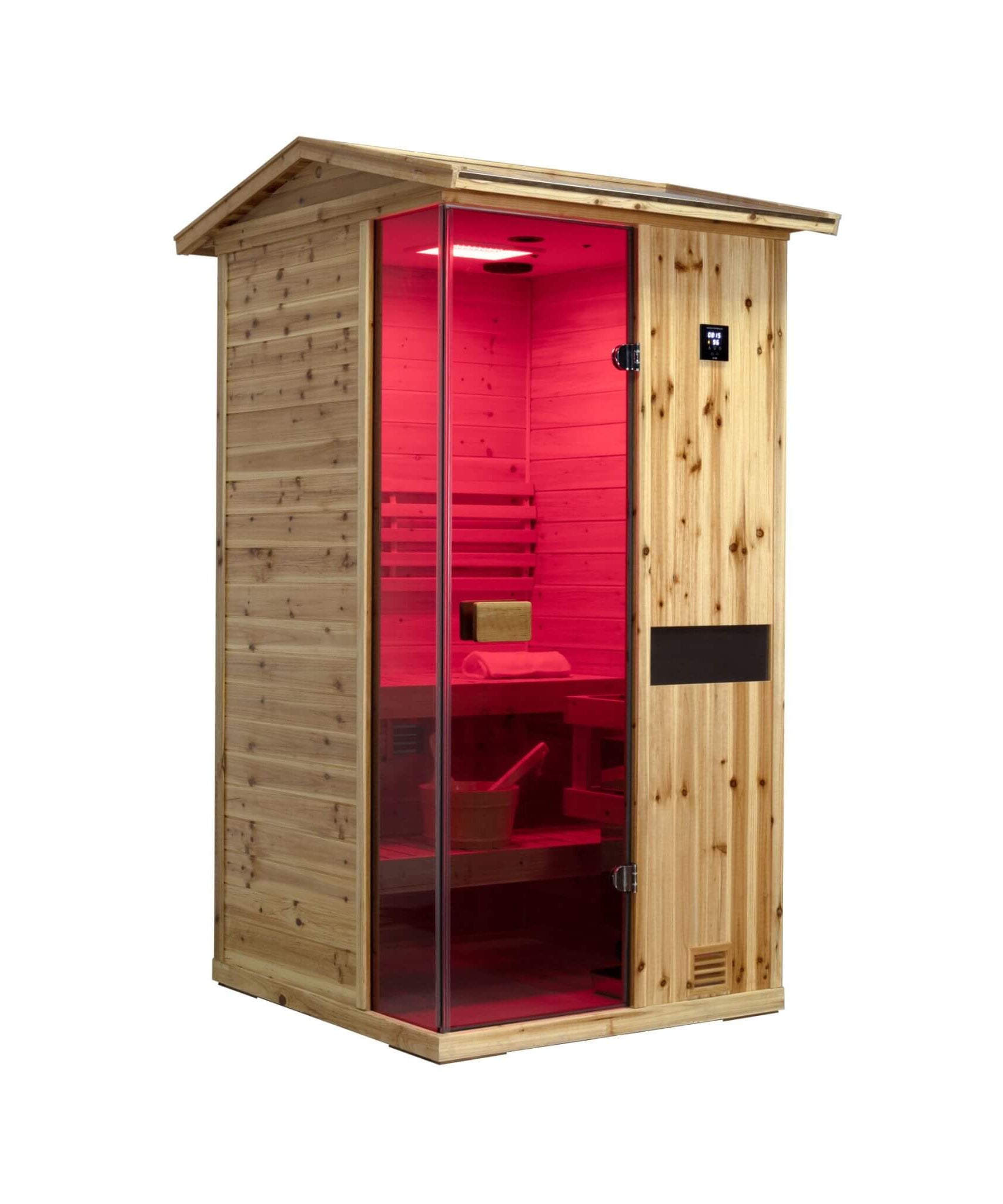 Thermora Nova 1-Person Outdoor Weather-Resistant Traditional Wooden Steam Sauna Room (SAK71642)