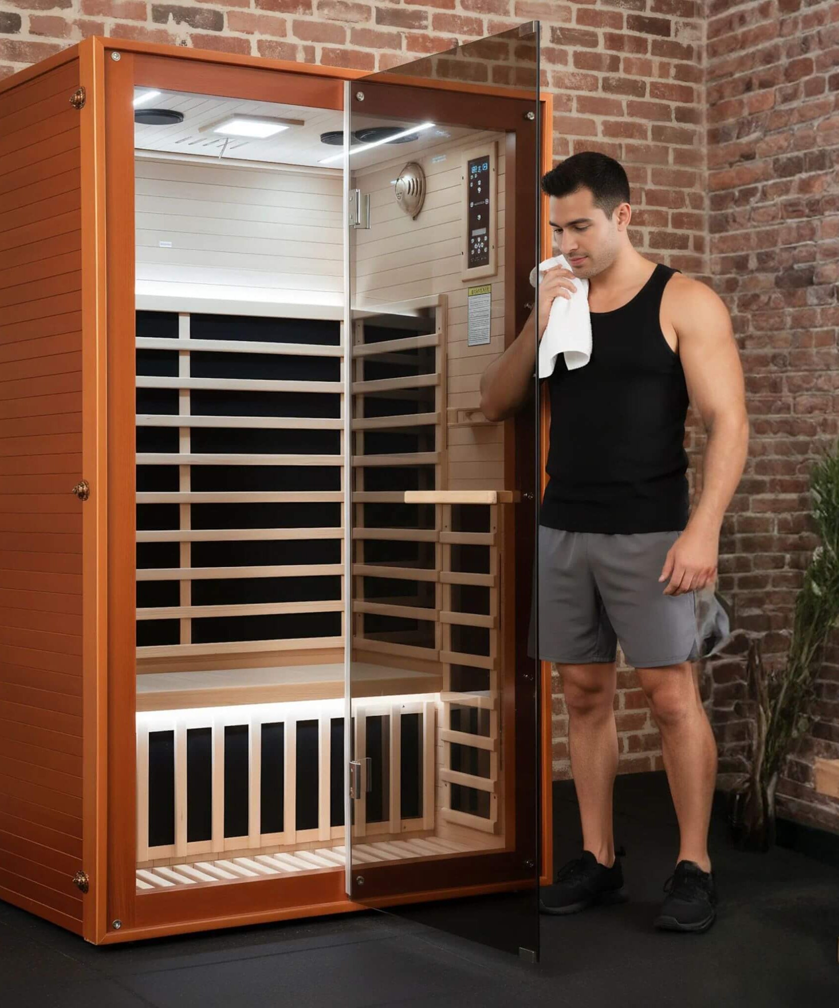 Thermora Fontaine 2-Person Luxury Canadian Hemlock Infrared Sauna With Glass Front (SAK97216)