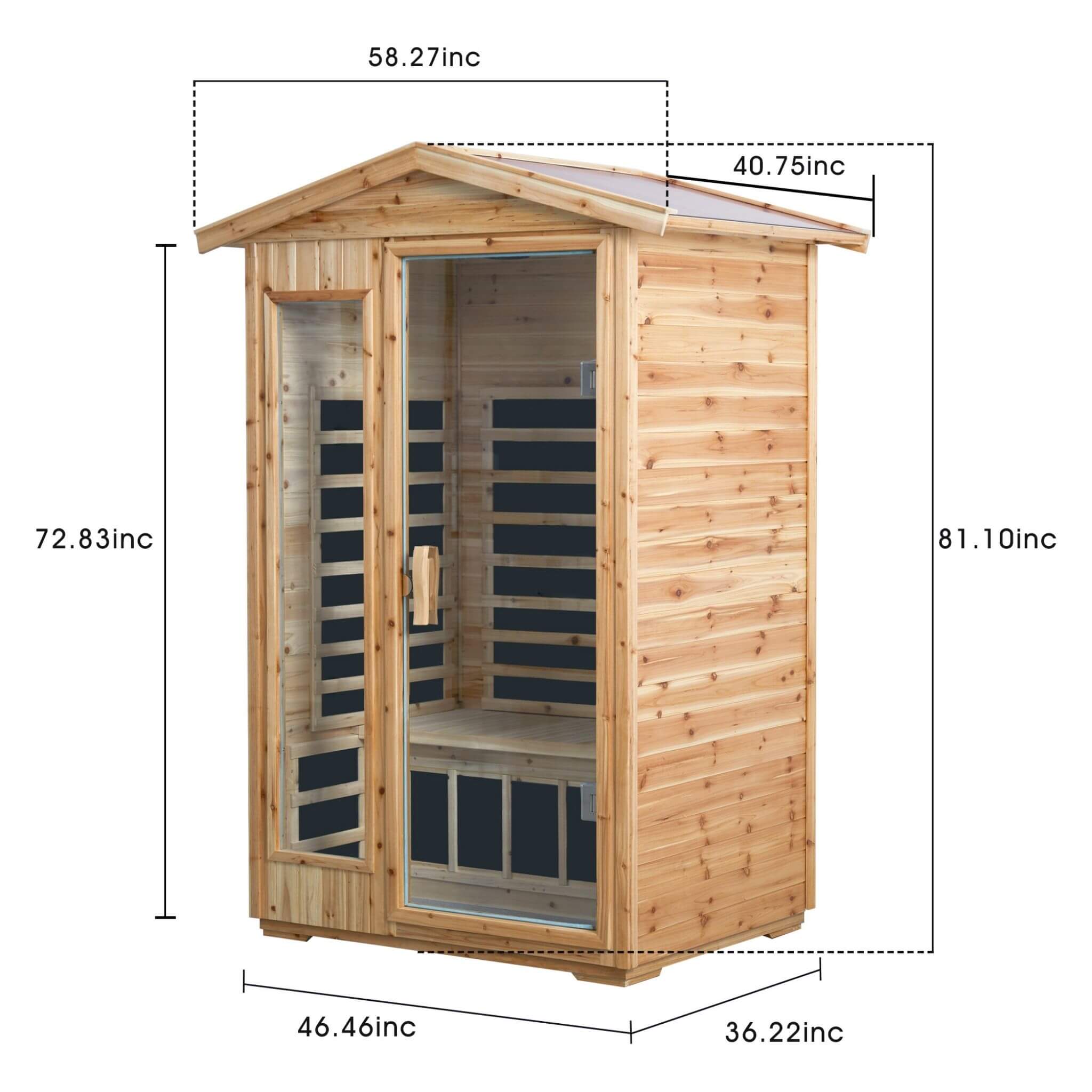 Thermora Vexa 2-Person Outdoor Infrared Sauna With Bluetooth Audio And LED Lighting (SAK28694)