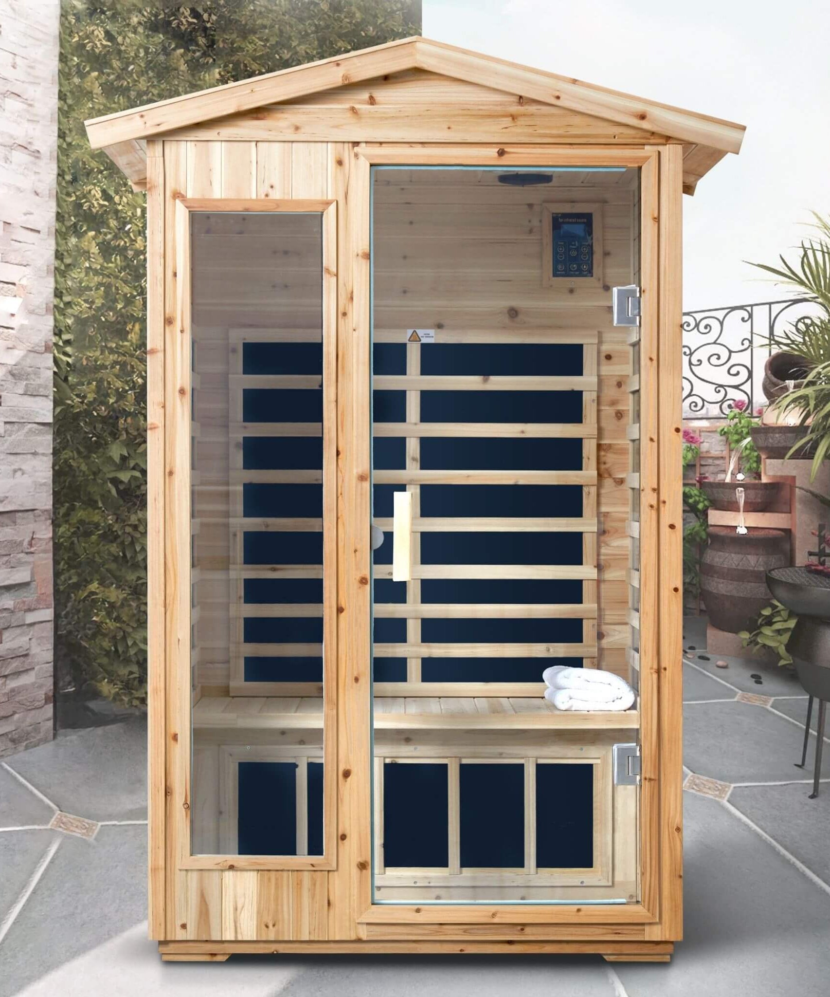 Thermora Vexa 2-Person Outdoor Infrared Sauna With Bluetooth Audio And LED Lighting (SAK28694)