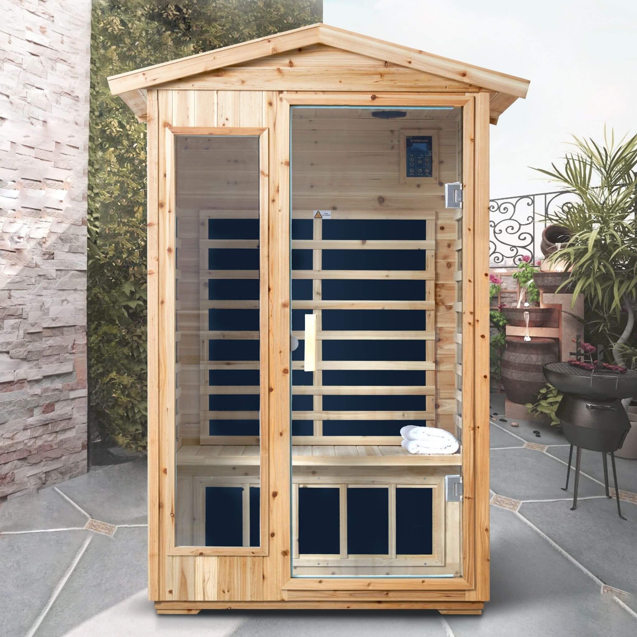 Thermora Vexa 2-Person Outdoor Infrared Sauna With Bluetooth Audio And LED Lighting (SAK28694)