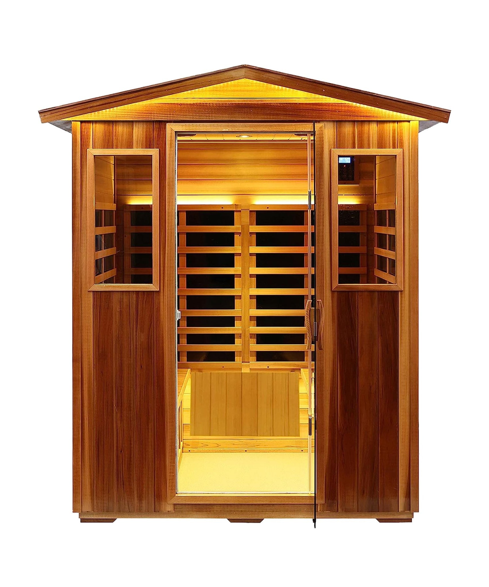 Thermora Kairo 4-Person Outdoor Infrared Hemlock Sauna With Tempered Glass Door (SAK82140)