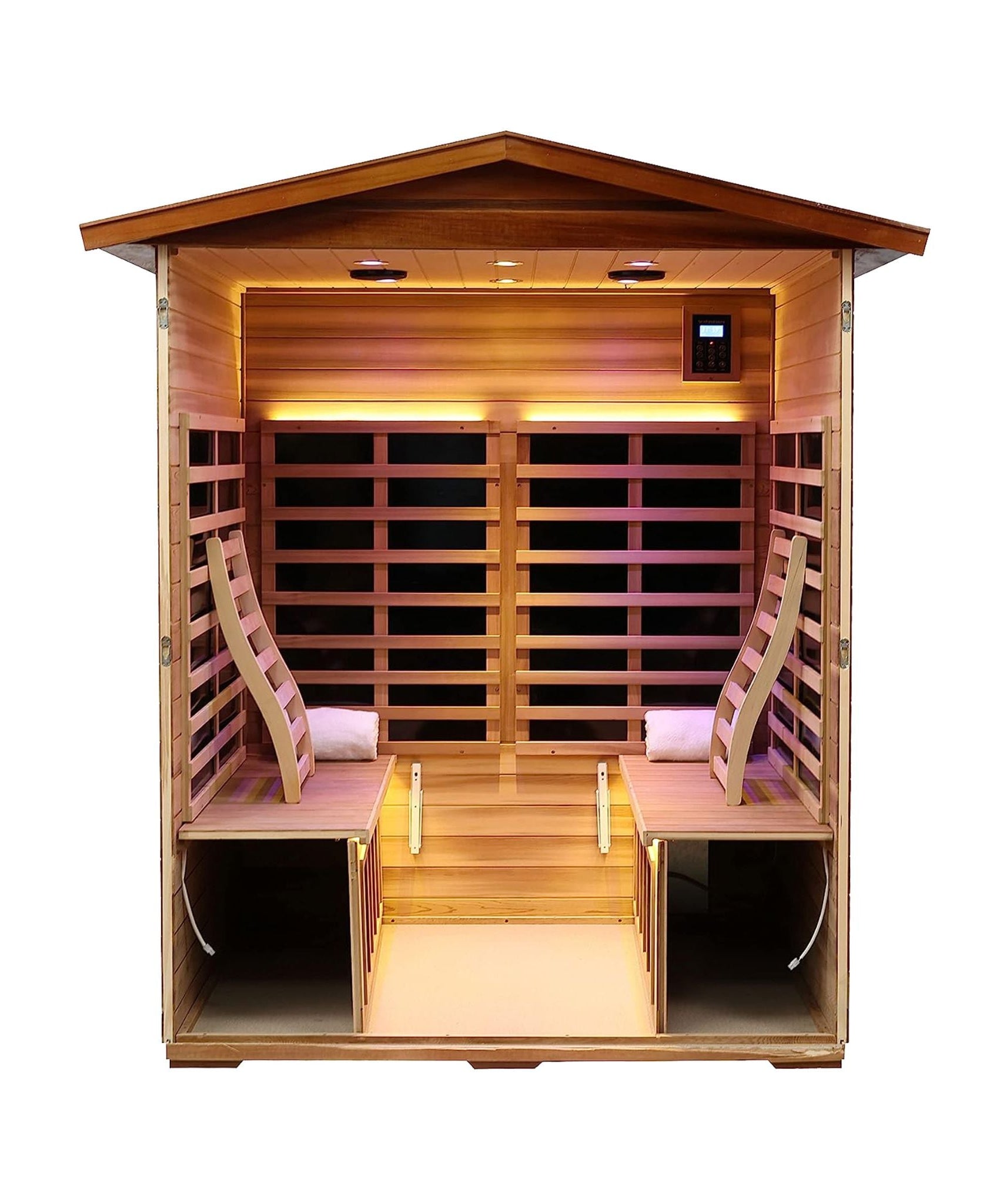 Thermora Kairo 4-Person Outdoor Infrared Hemlock Sauna With Tempered Glass Door (SAK82140)