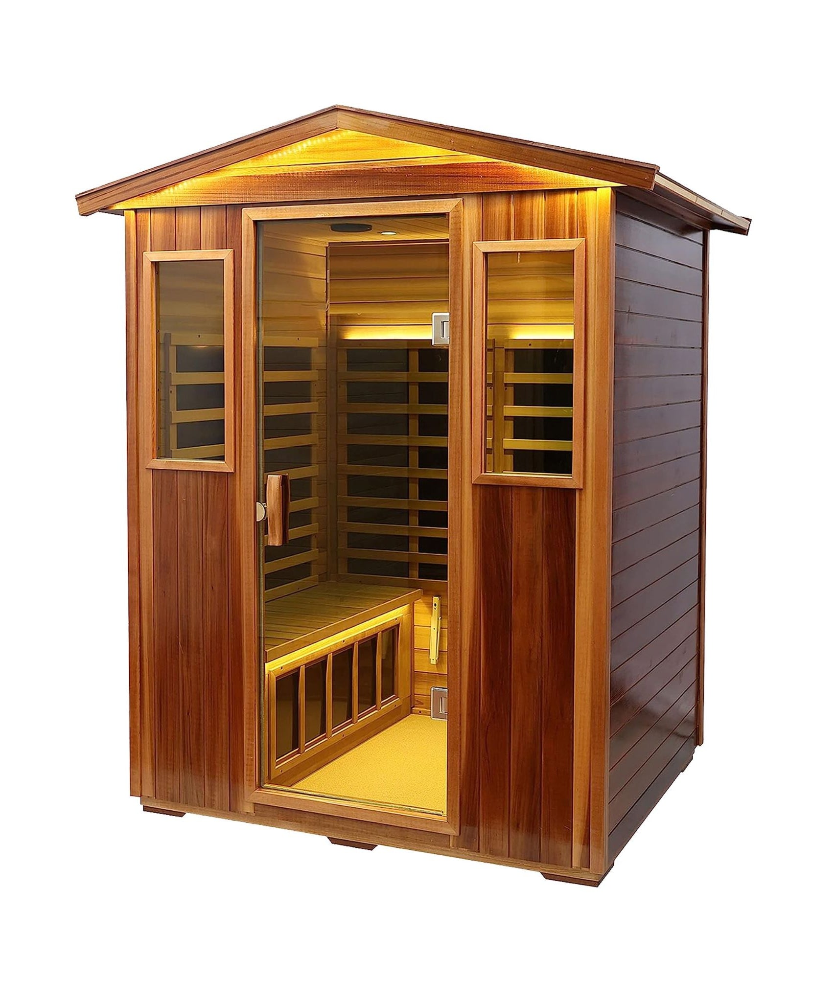 Thermora Kairo 4-Person Outdoor Infrared Hemlock Sauna With Tempered Glass Door (SAK82140)
