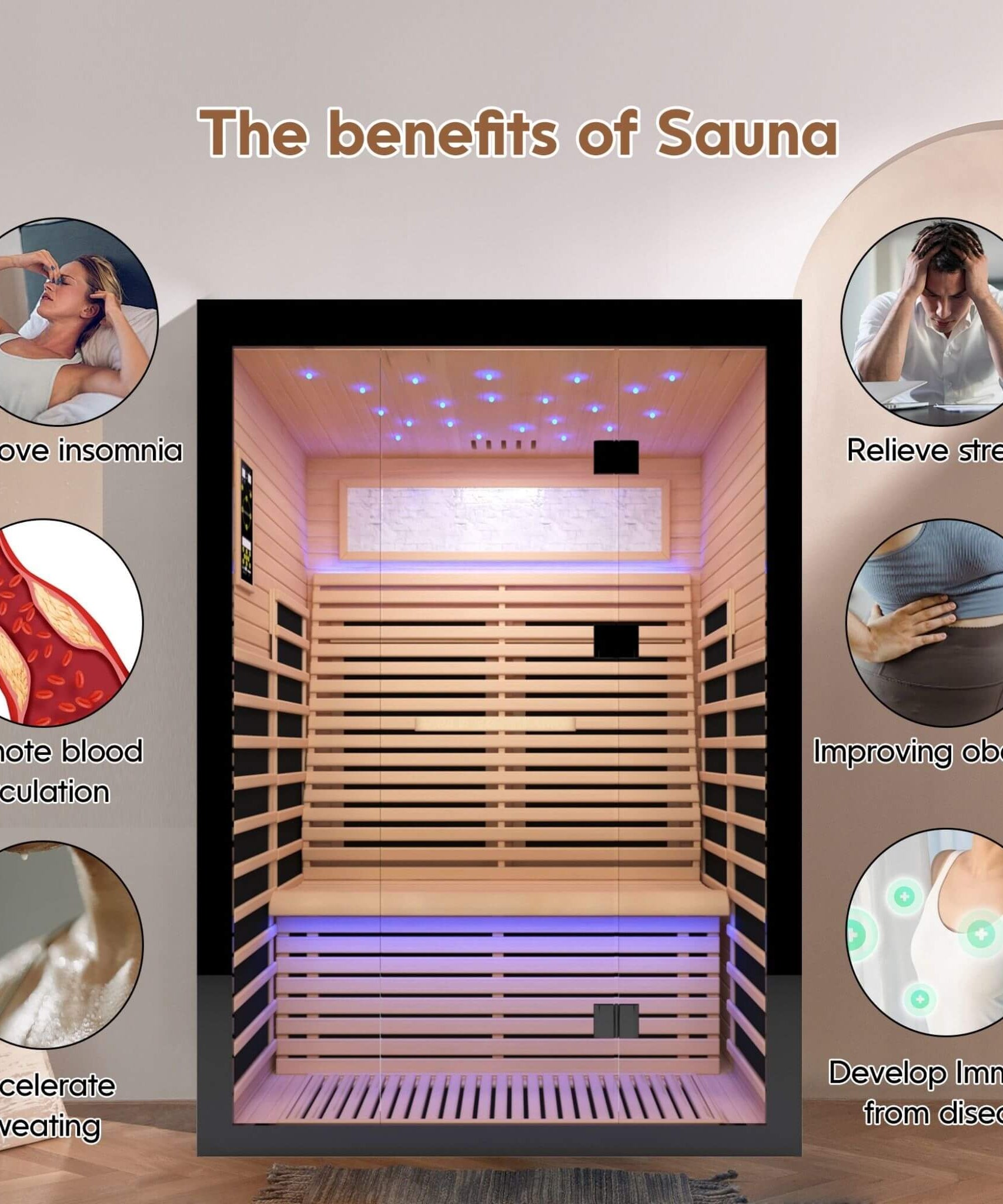 Thermora Vapor Luxury 2-Person Canadian Hemlock Wood Far Infrared Home Sauna (SAK56874)