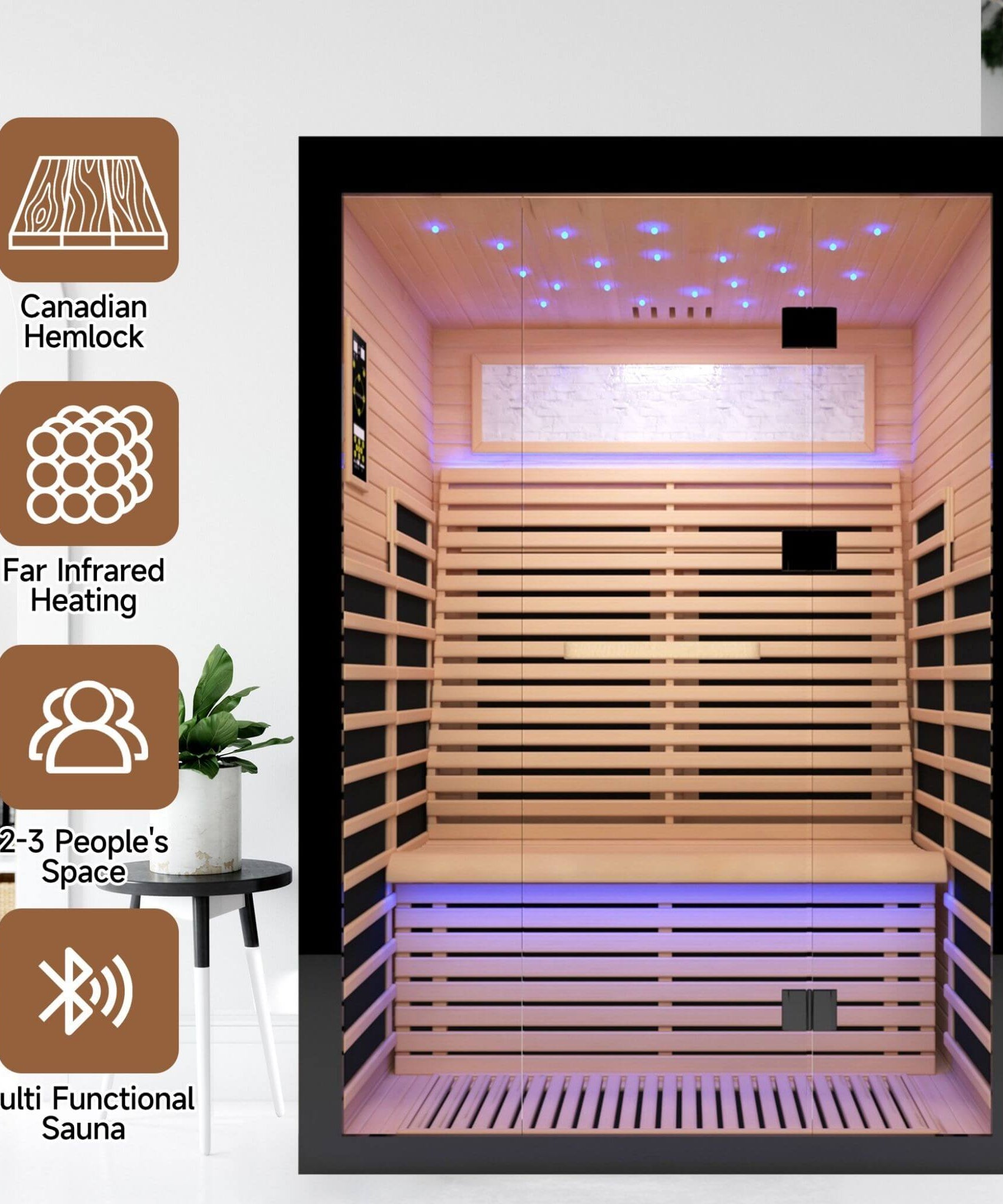 Thermora Vapor Luxury 2-Person Canadian Hemlock Wood Far Infrared Home Sauna (SAK56874)