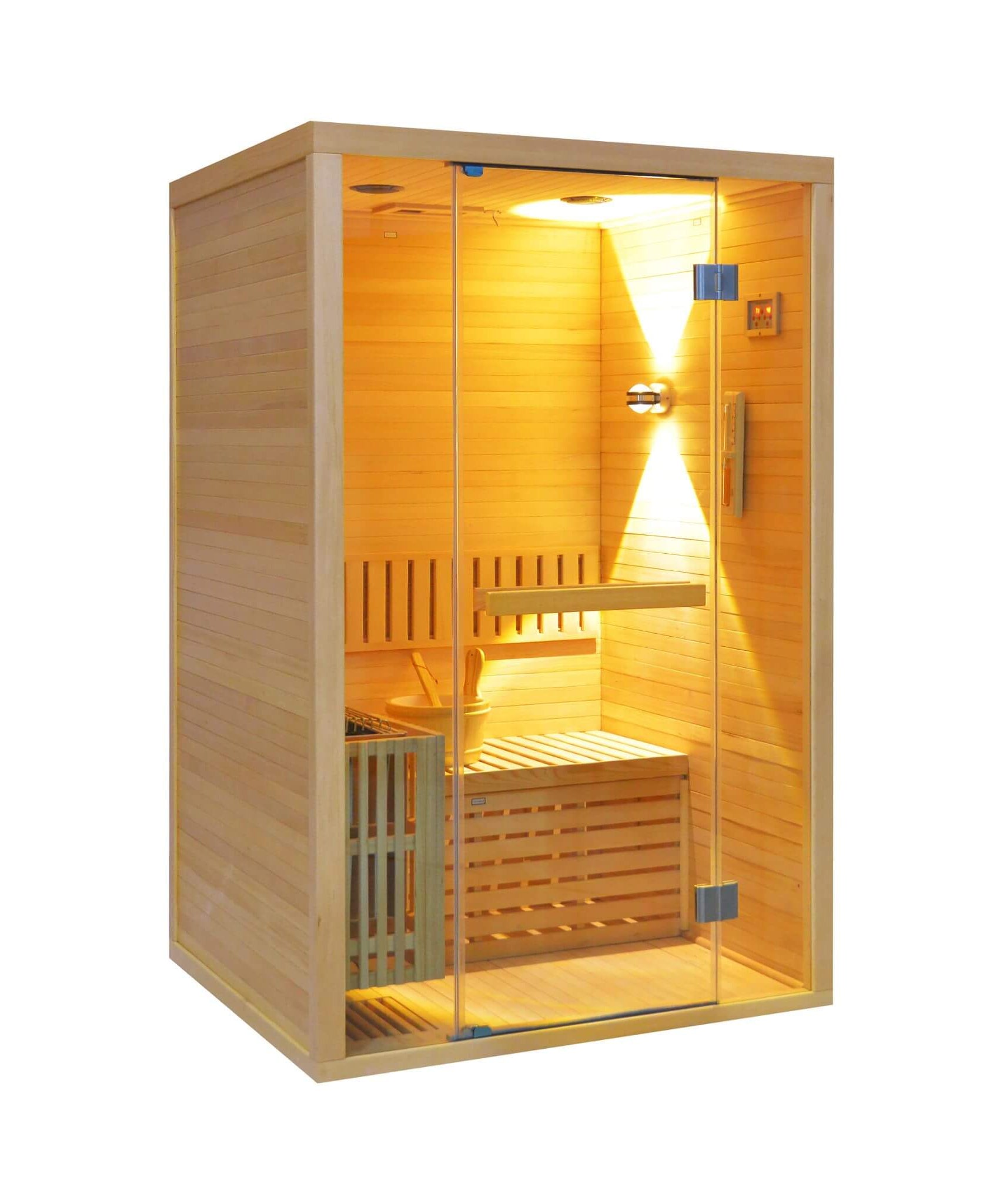 Thermora Alpine Premium 2-Person 3KW Hemlock Wood Sauna With LED Wall Light (SAK28471)