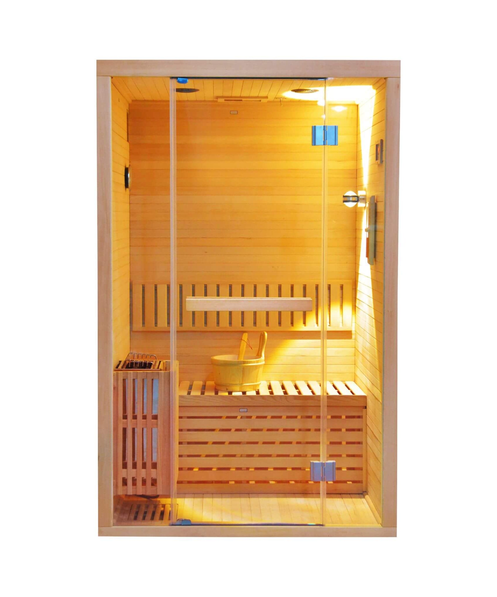 Thermora Alpine Premium 2-Person 3KW Hemlock Wood Sauna With LED Wall Light (SAK28471)