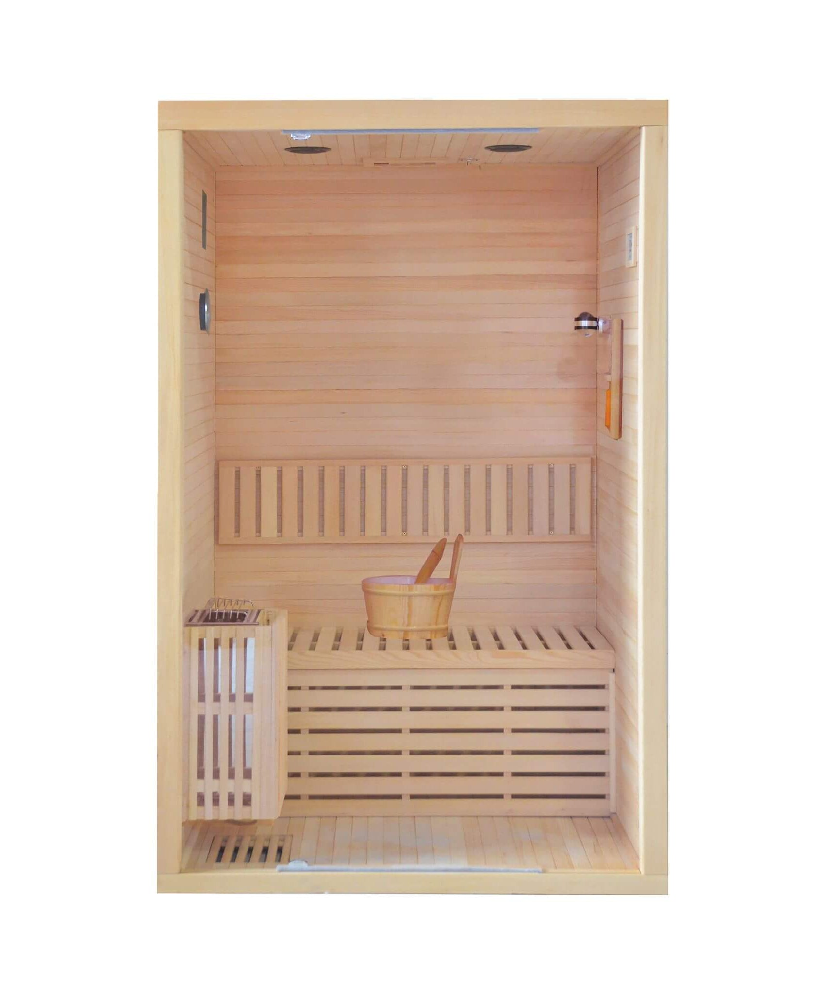 Thermora Alpine Premium 2-Person 3KW Hemlock Wood Sauna With LED Wall Light (SAK28471)