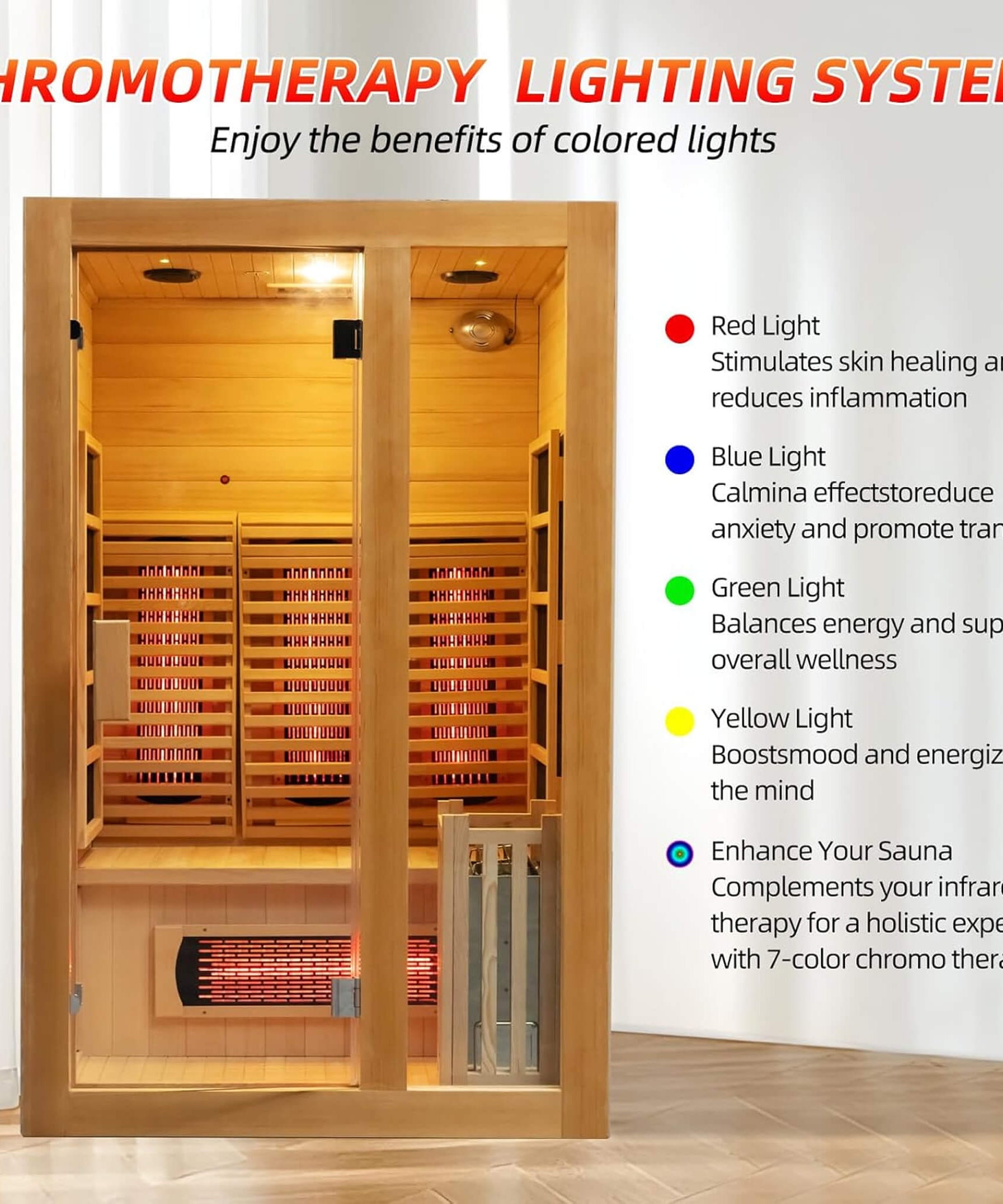Rövia Luma 2-Person Indoor Hybrid Sauna Room With Infrared And 3.5KW Steam Heater [Made-To-Order] (SAK83750)