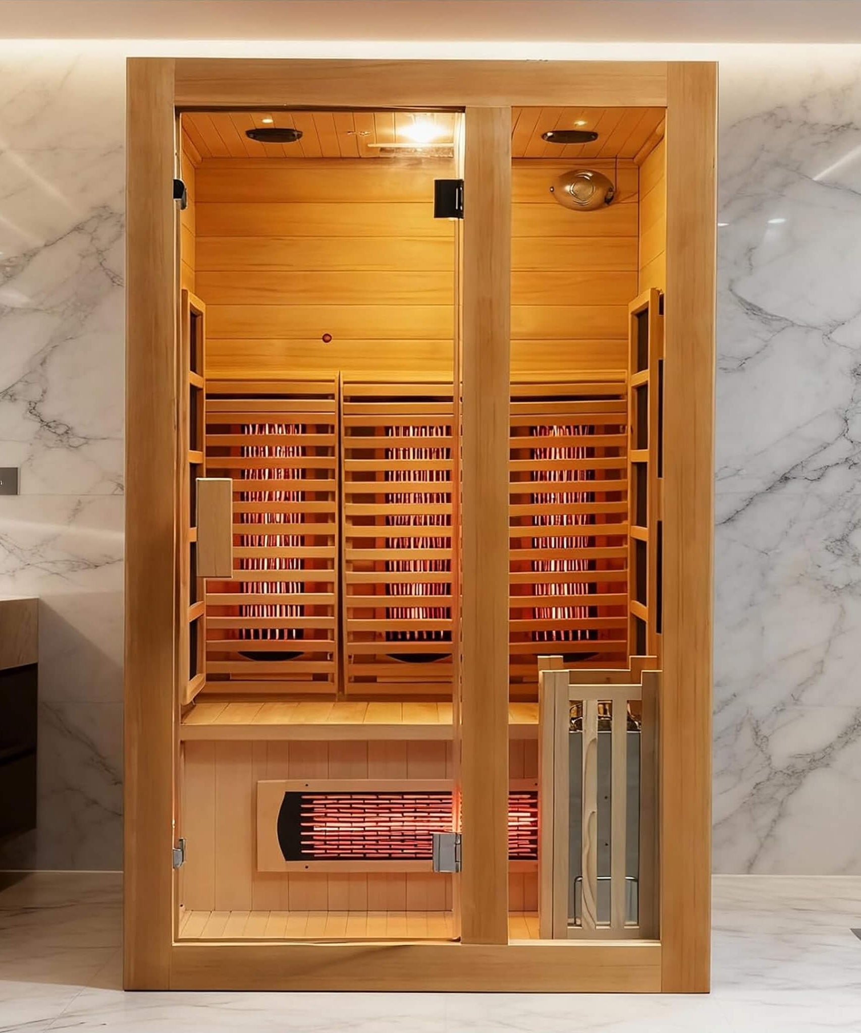 Rövia Luma 2-Person Indoor Hybrid Sauna Room With Infrared And 3.5KW Steam Heater [Made-To-Order] (SAK83750)