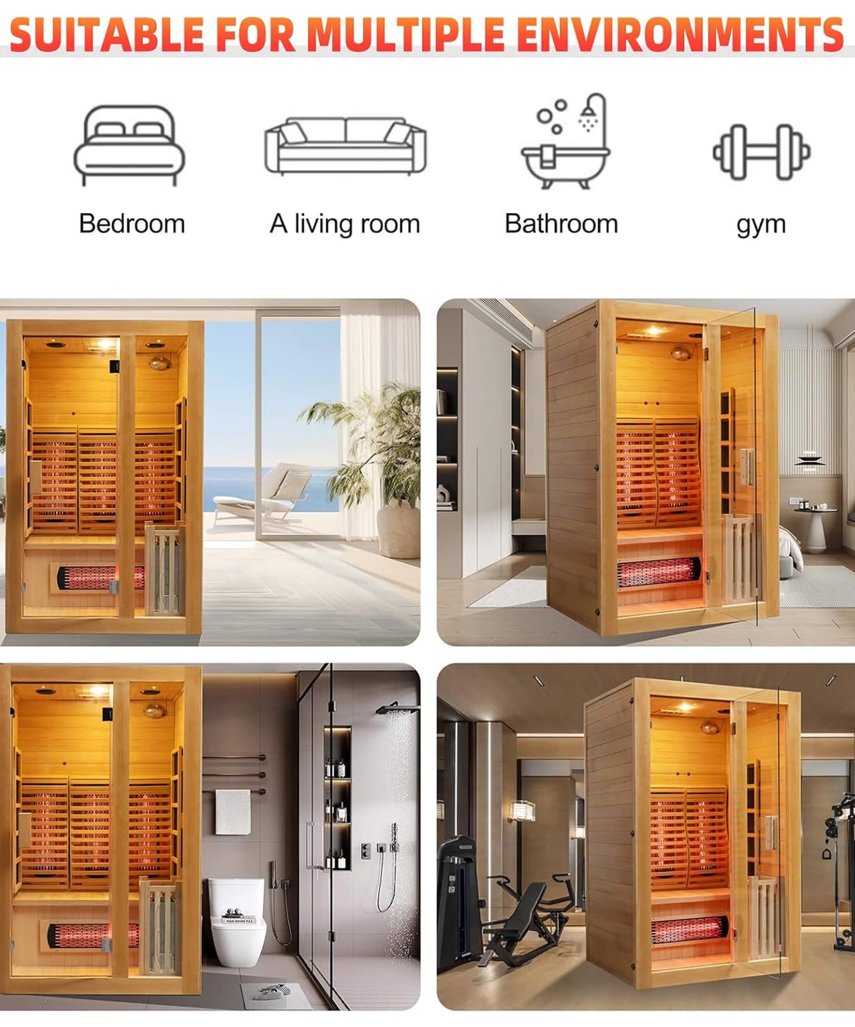Rövia Luma 2-Person Indoor Hybrid Sauna Room With Infrared And 3.5KW Steam Heater [Made-To-Order] (SAK83750)