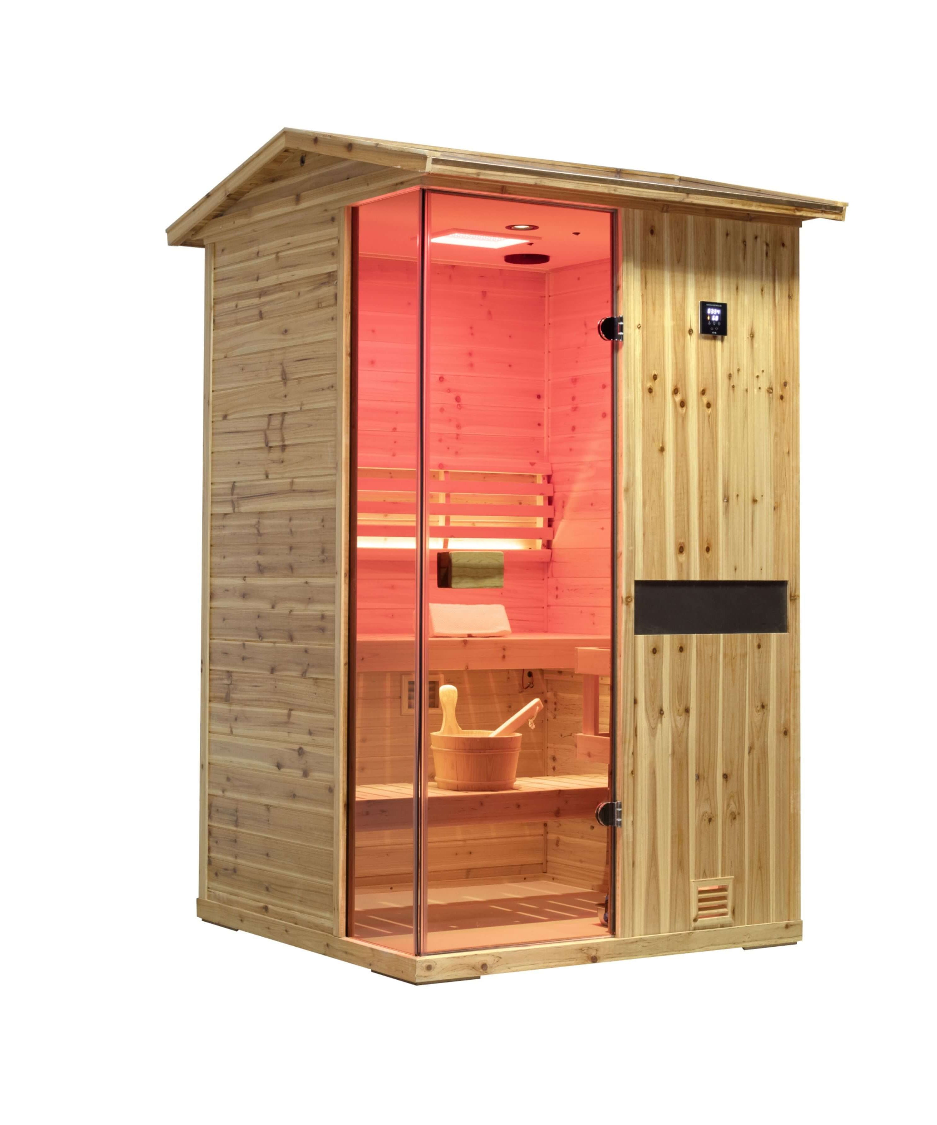 Thermora Arctic Premium 2-Person Outdoor Wooden Steam Sauna Room With Smart Control Panel And Bluetooth Audio (SAK52918)