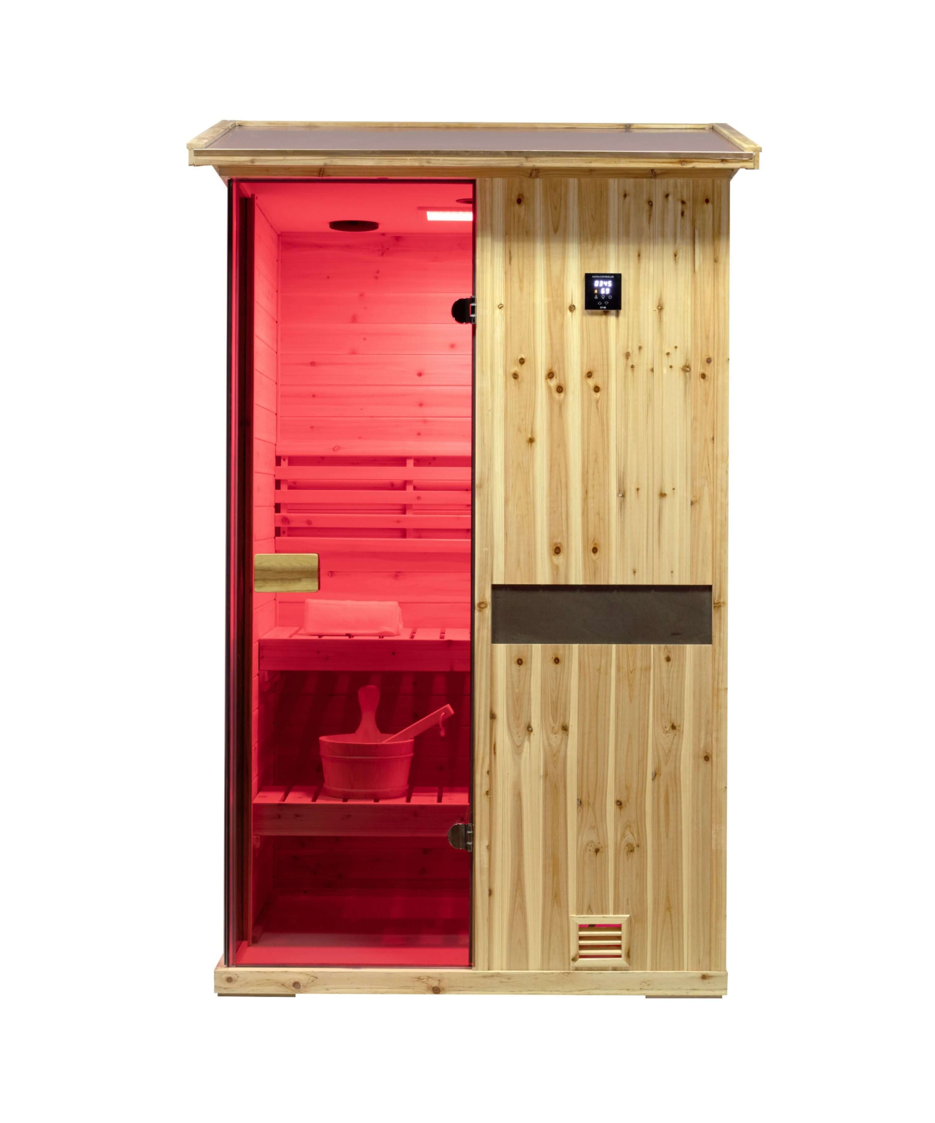 Thermora Arctic Premium 2-Person Outdoor Wooden Steam Sauna Room With Smart Control Panel And Bluetooth Audio (SAK52918)