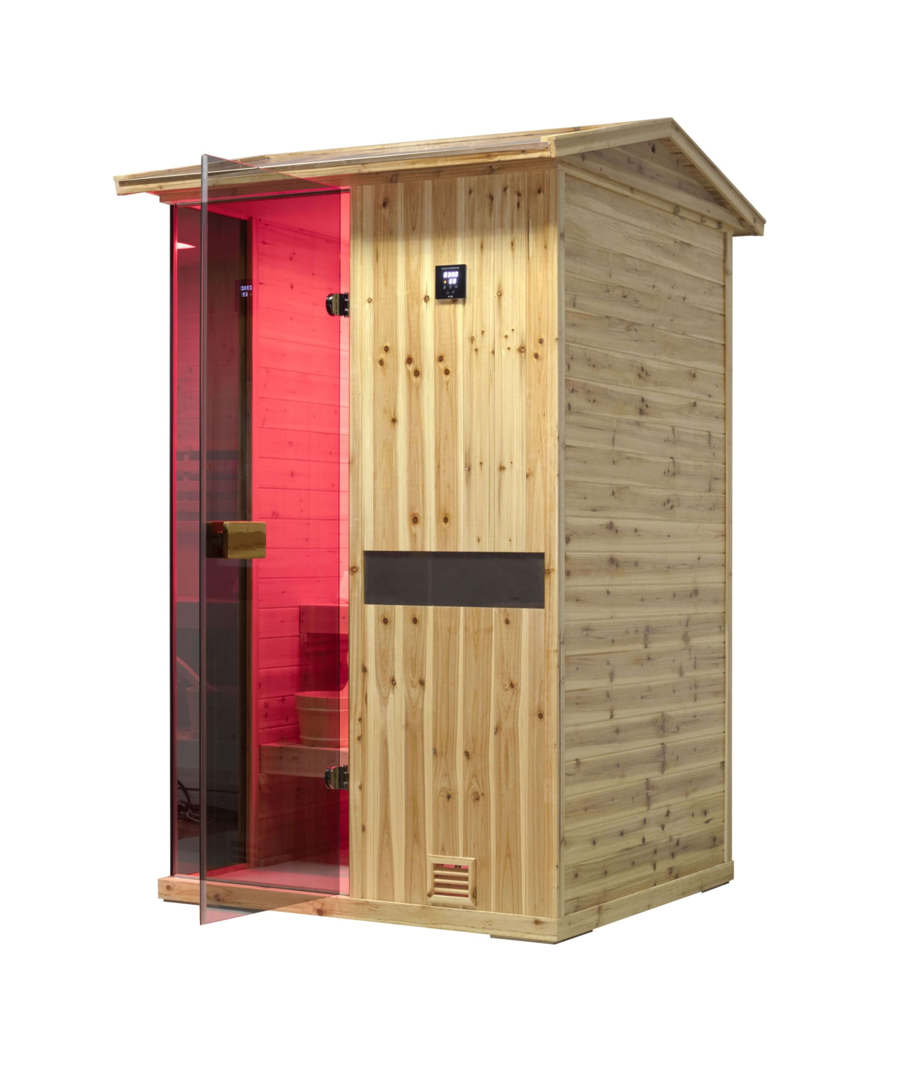 Thermora Arctic Premium 2-Person Outdoor Wooden Steam Sauna Room With Smart Control Panel And Bluetooth Audio (SAK52918)