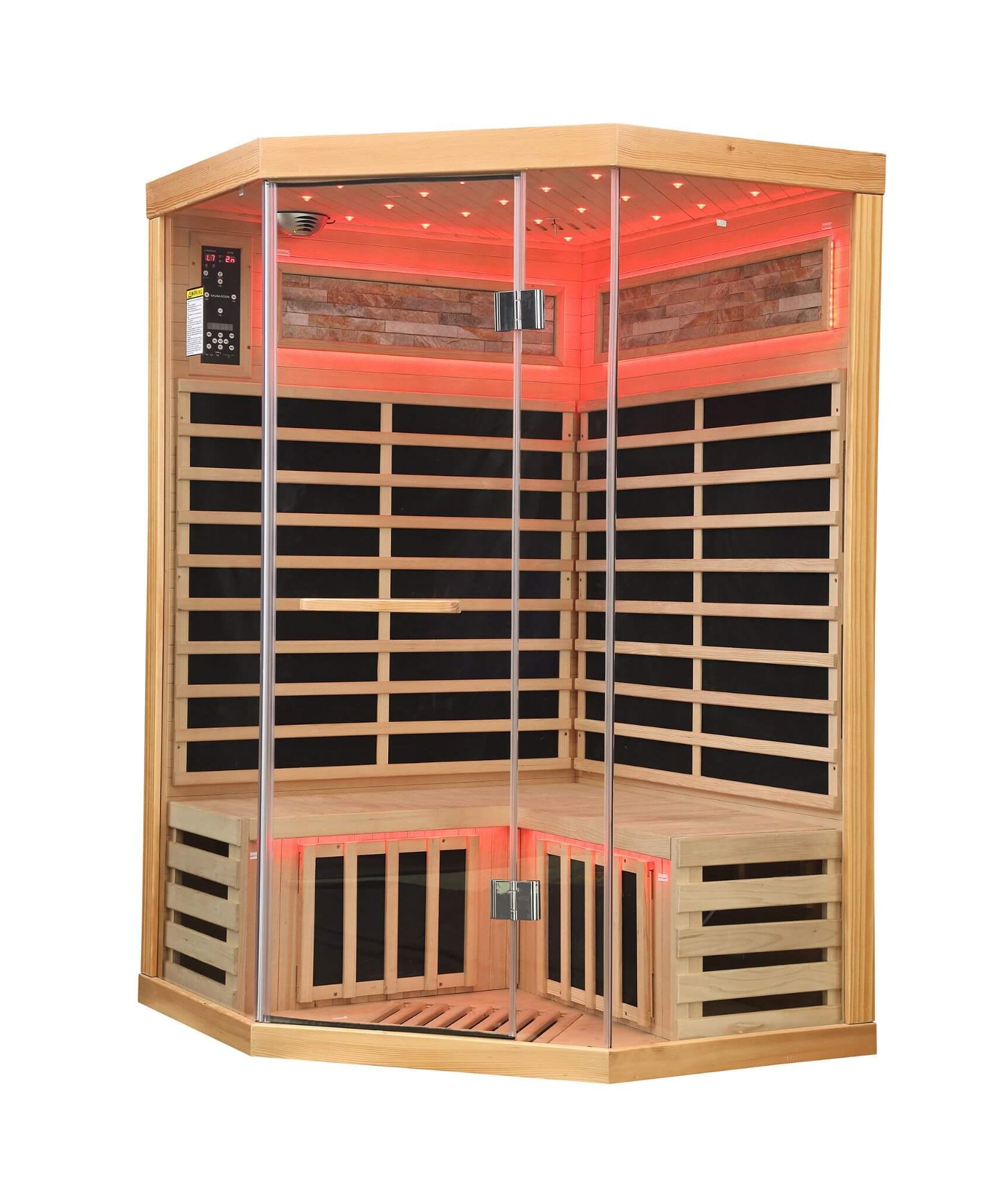 Ember Premium Canadian Hemlock 2-Person Indoor Infrared Sauna Room With Glass Front (SAK21495)