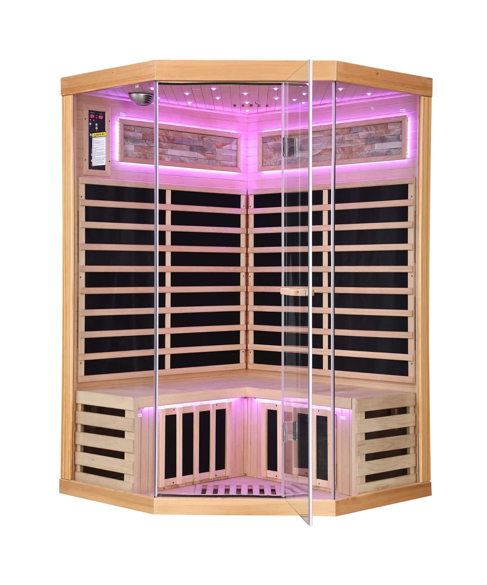Ember Premium Canadian Hemlock 2-Person Indoor Infrared Sauna Room With Glass Front (SAK21495)