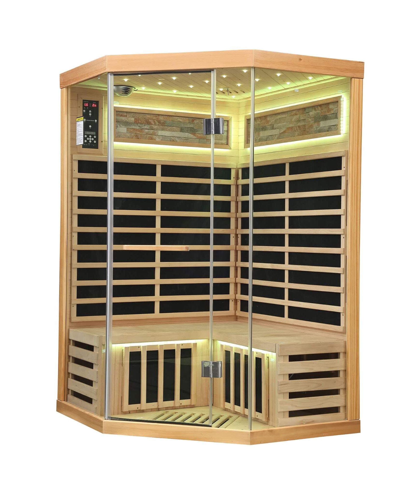 Ember Premium Canadian Hemlock 2-Person Indoor Infrared Sauna Room With Glass Front (SAK21495)