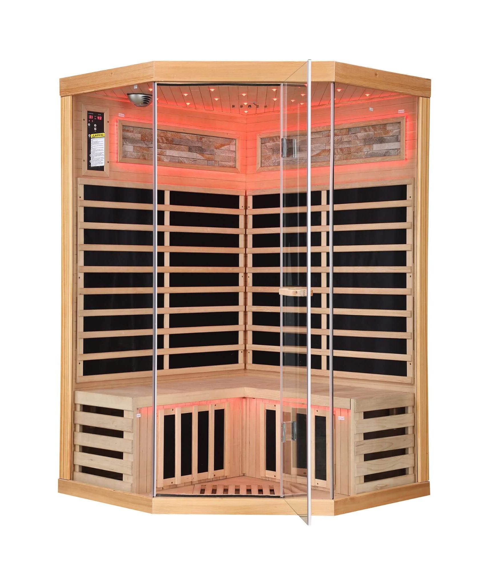 Ember Premium Canadian Hemlock 2-Person Indoor Infrared Sauna Room With Glass Front (SAK21495)