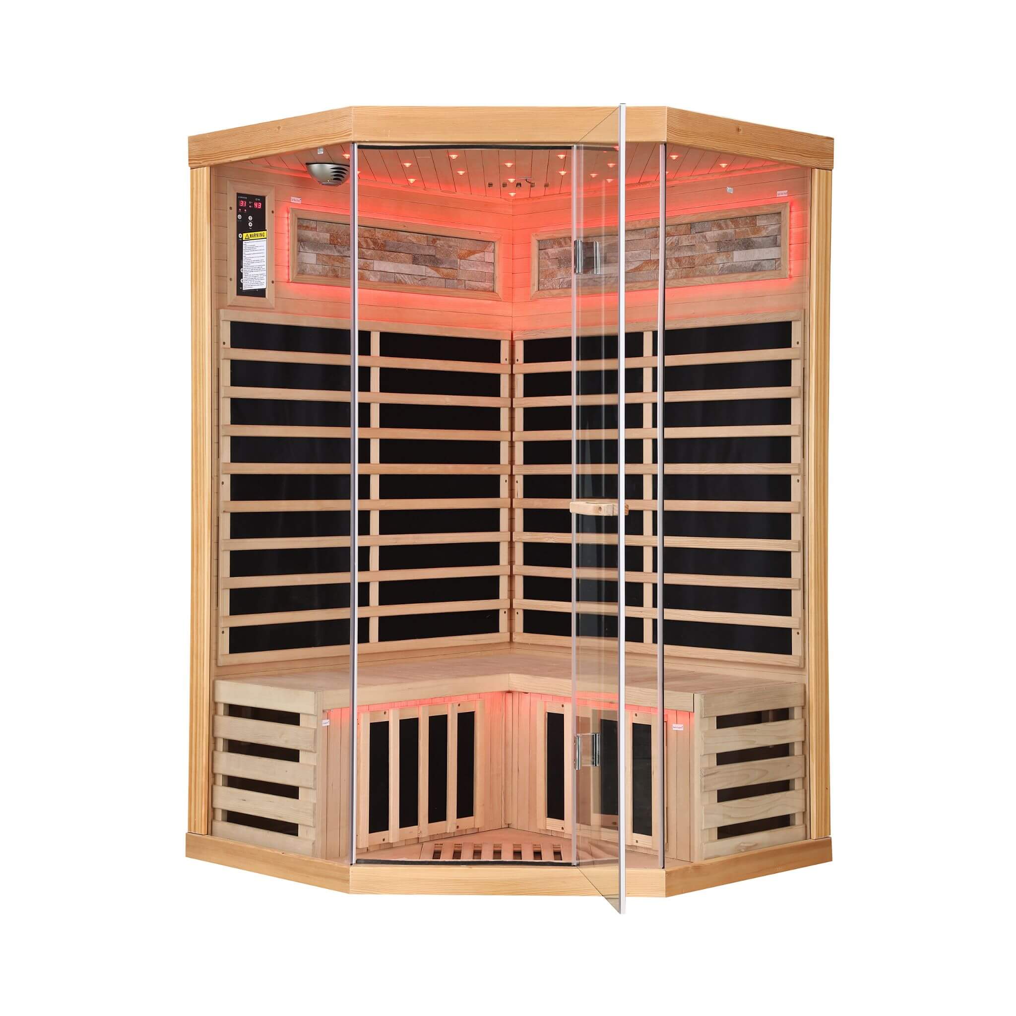 Ember Premium Canadian Hemlock 2-Person Indoor Infrared Sauna Room With Glass Front (SAK21495)