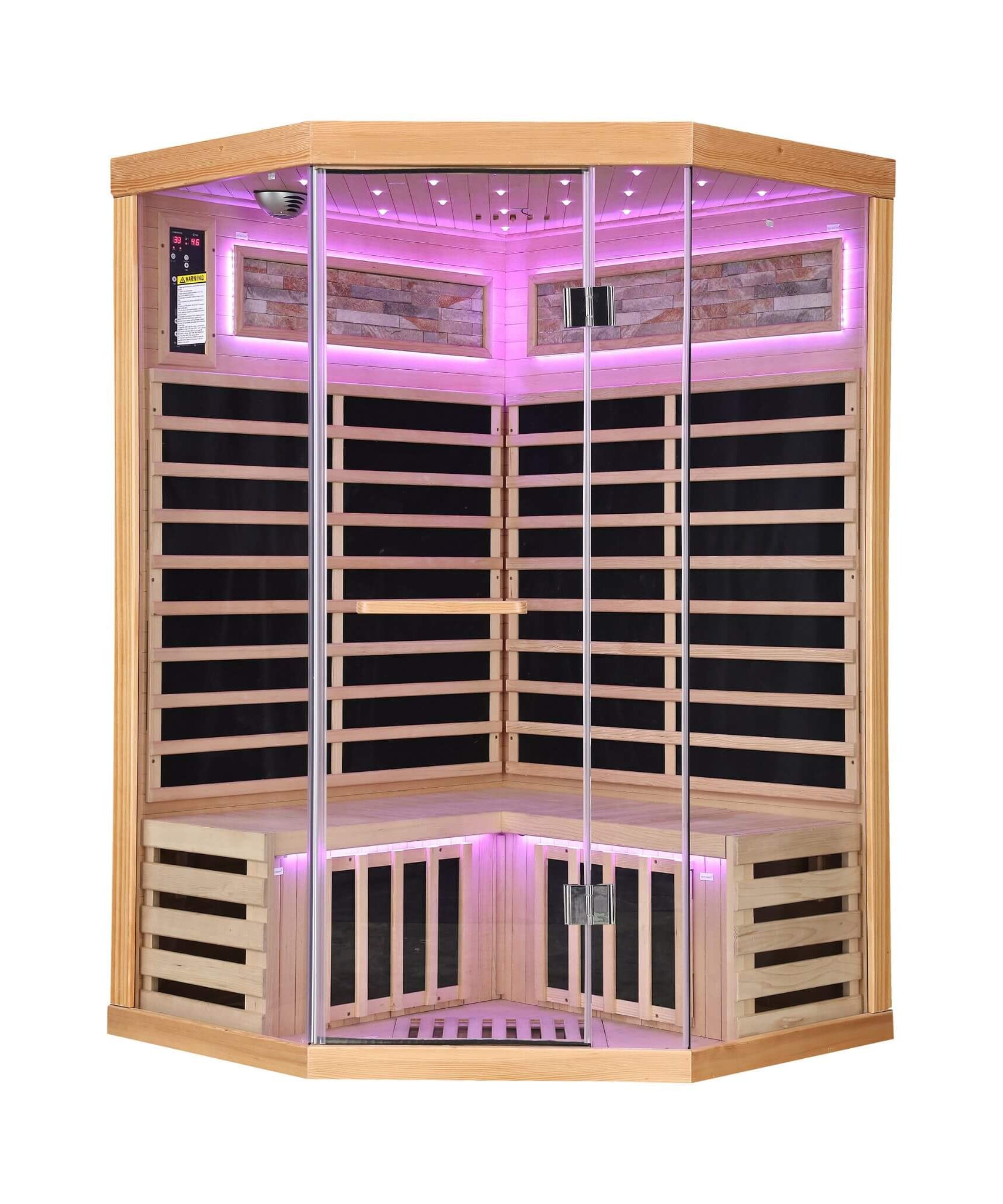 Ember Premium Canadian Hemlock 2-Person Indoor Infrared Sauna Room With Glass Front (SAK21495)