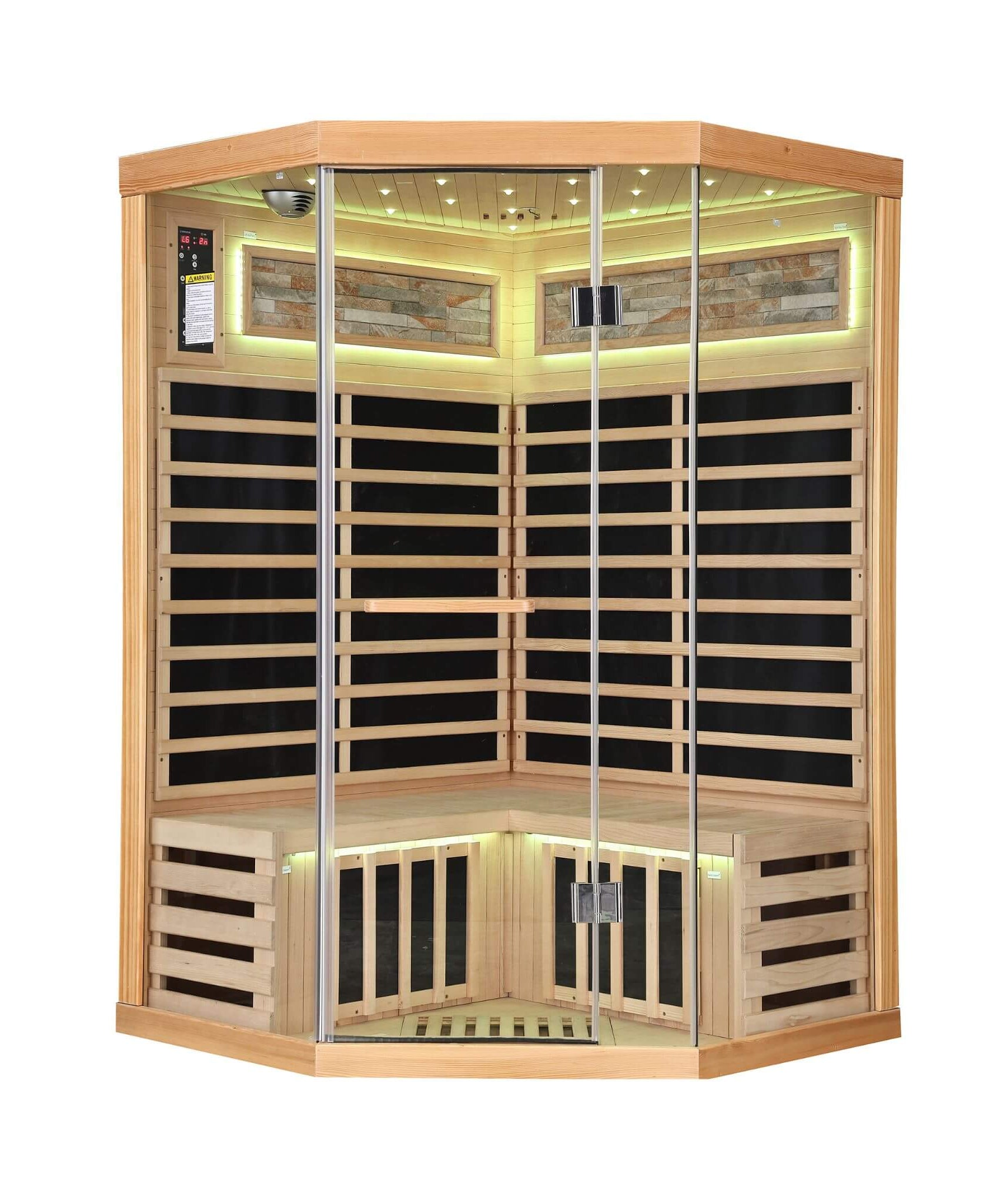 Ember Premium Canadian Hemlock 2-Person Indoor Infrared Sauna Room With Glass Front (SAK21495)