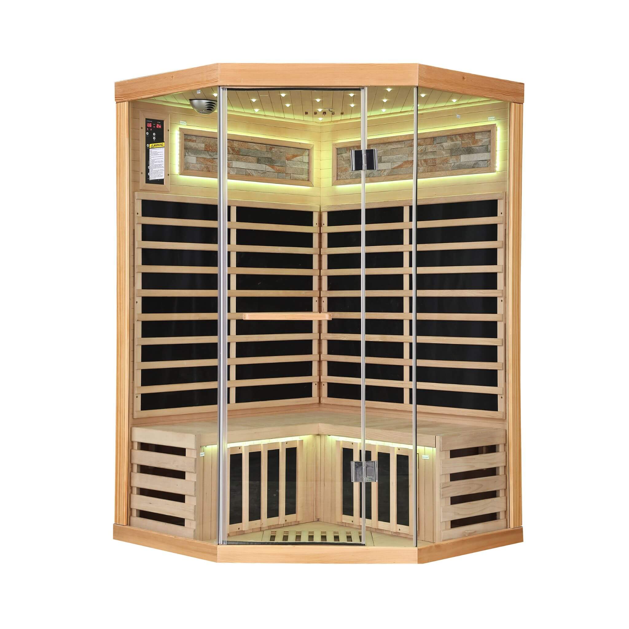 Ember Premium Canadian Hemlock 2-Person Indoor Infrared Sauna Room With Glass Front (SAK21495)