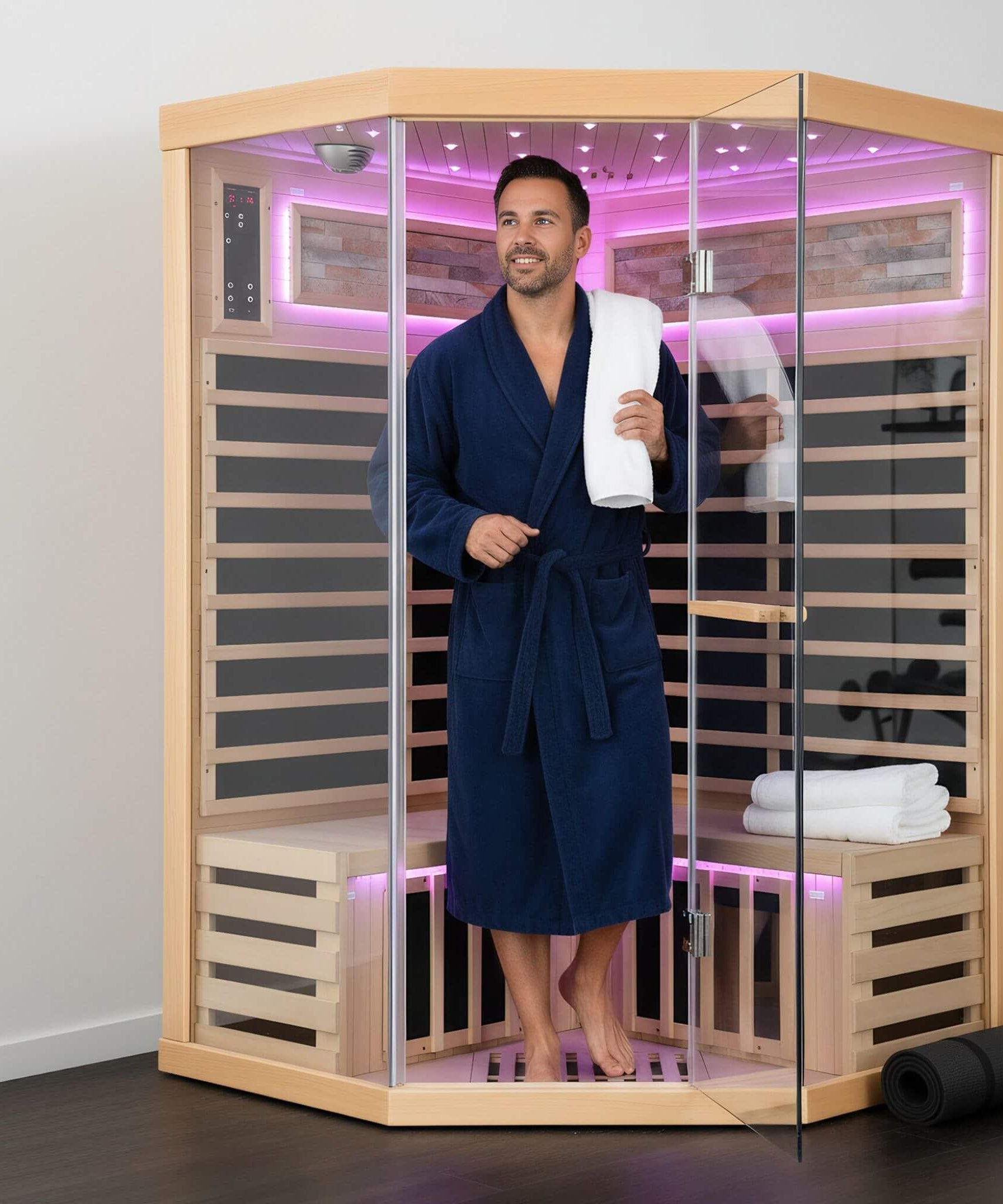 Ember Premium Canadian Hemlock 2-Person Indoor Infrared Sauna Room With Glass Front (SAK21495)